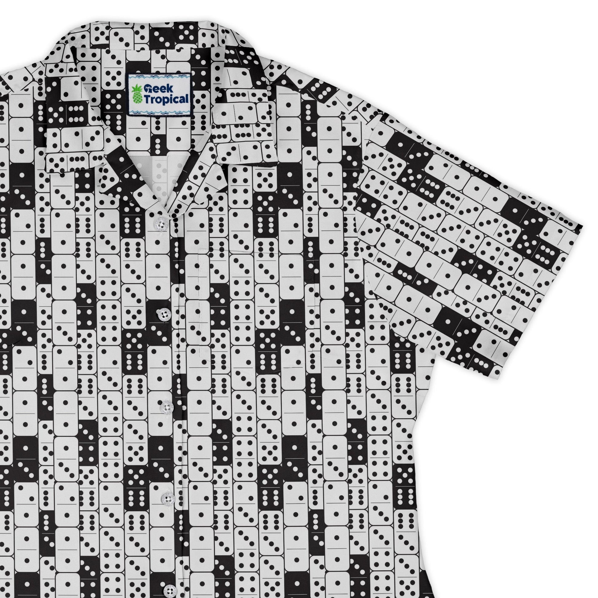 Dominos Curvy Button Up Shirt Geek Nerd board game print Design by Heather Davenport Simple Patterns
