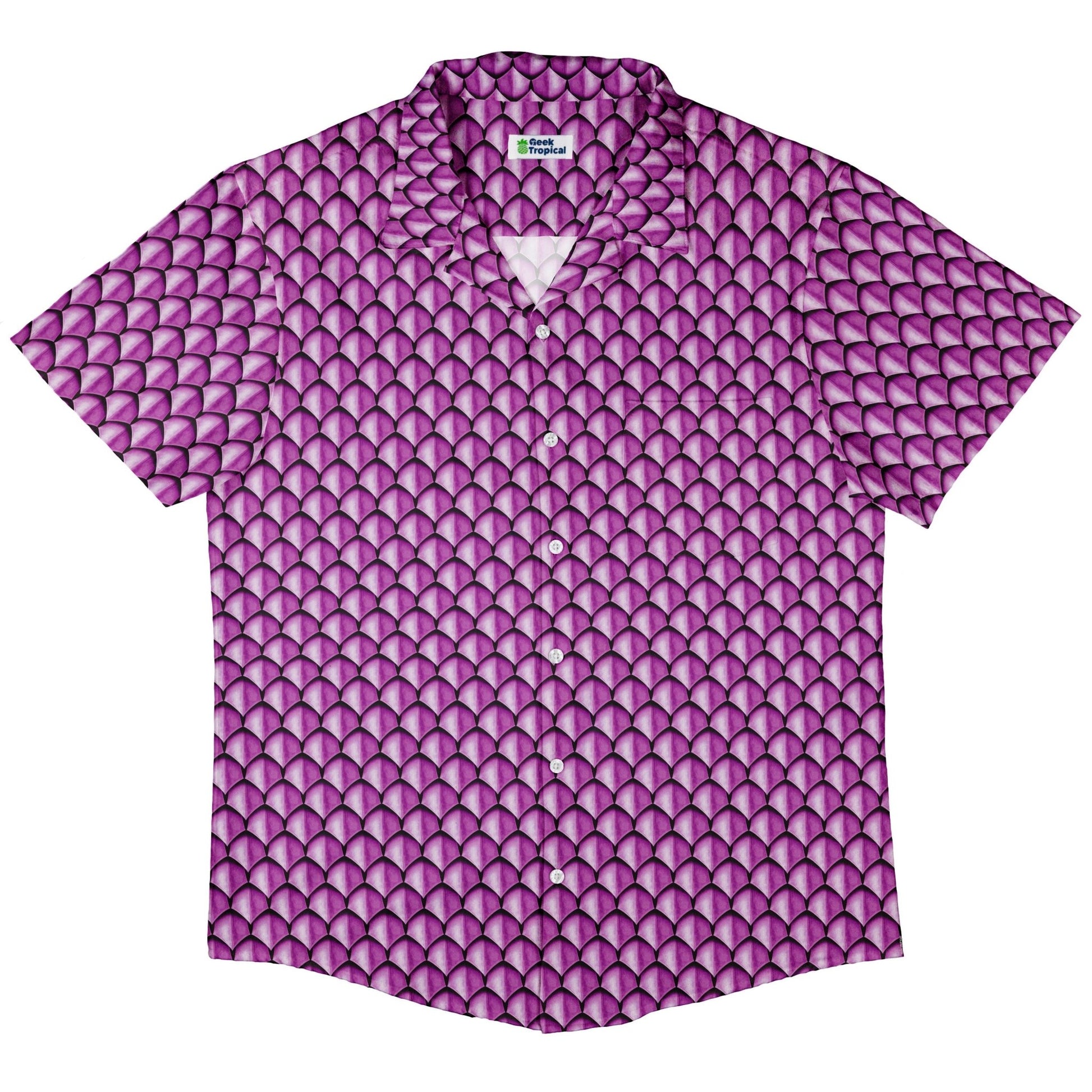 Dragon Scales Pink Dnd Button Up Shirt - adult sizing - Designs by Nathan - Fantasy Prints