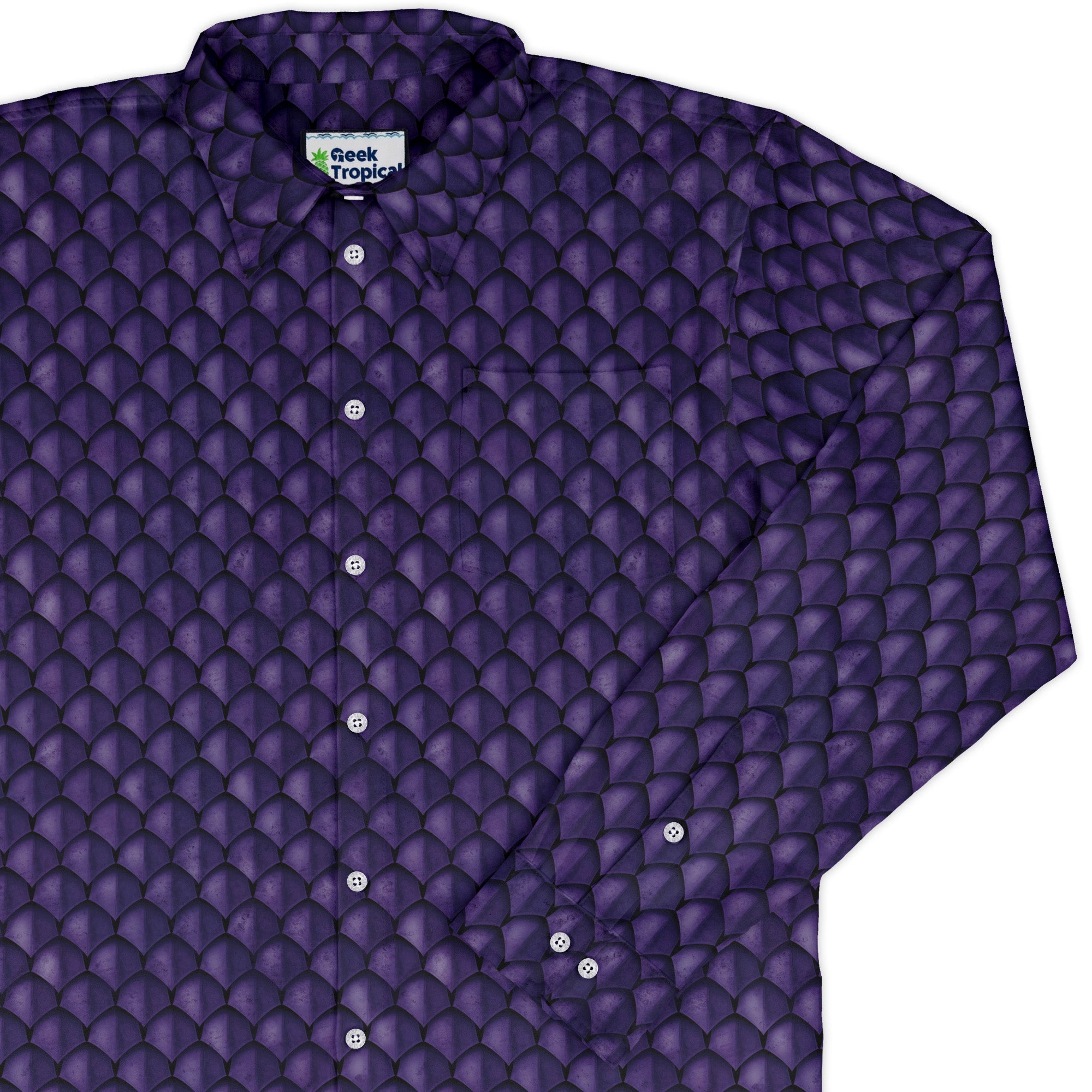 Dragon Scales Purple Dnd Long Sleeve Button Up Shirt Geek Nerd 0925 adult sizing All Adult Button Up Shirts
