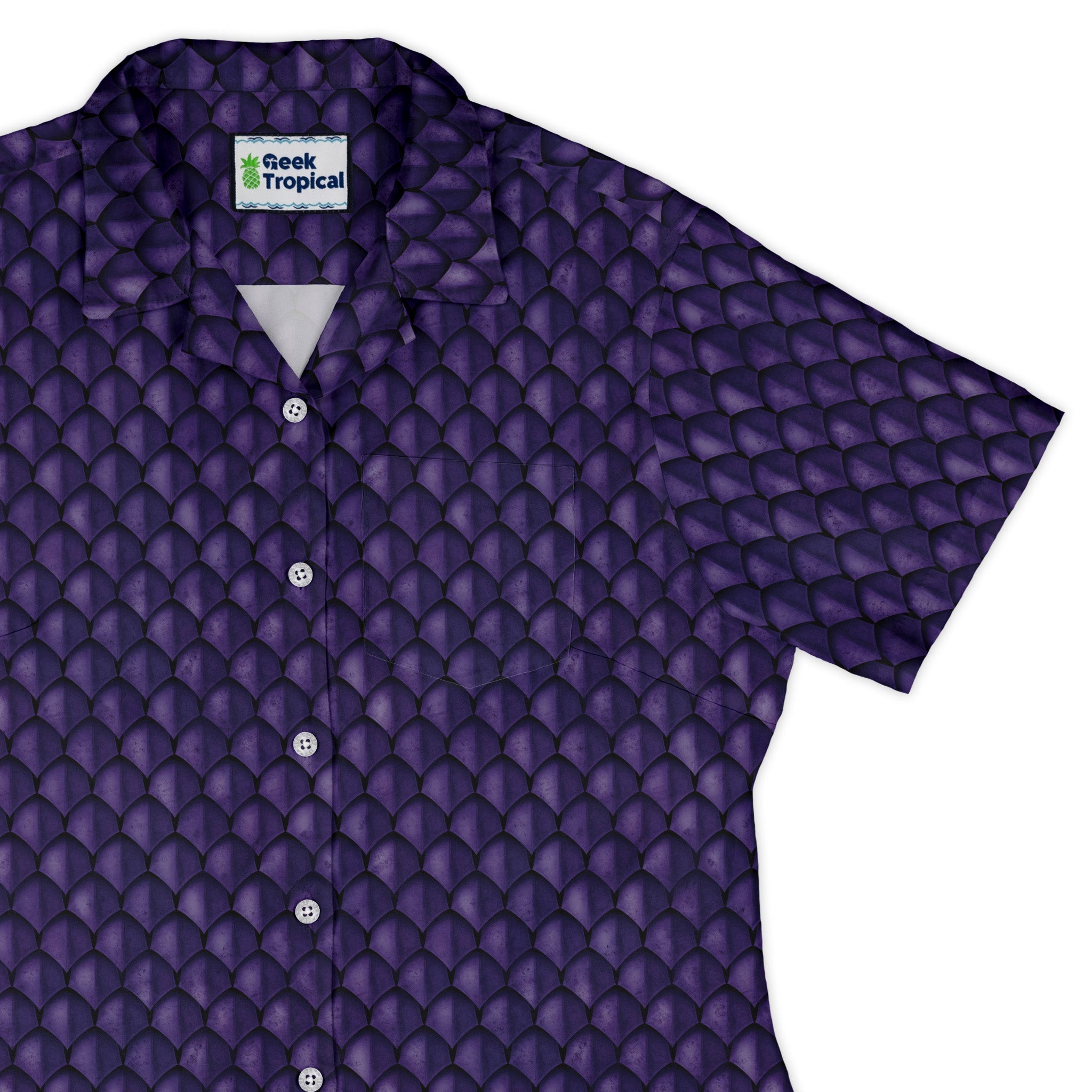 Dragon Scales Purple Dnd Curvy Button Up Shirt Geek Nerd 0925 All Adult Button Up Shirts Animal Patterns