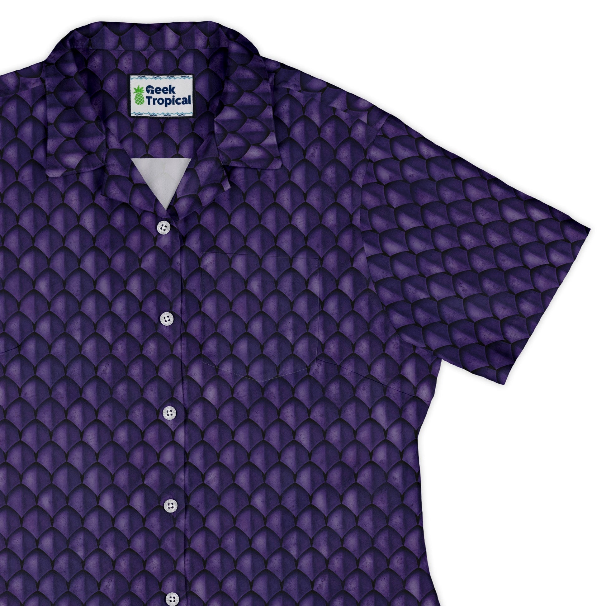 Dragon Scales Purple Dnd Curvy Button Up Shirt Geek Nerd 0925 All Adult Button Up Shirts Animal Patterns
