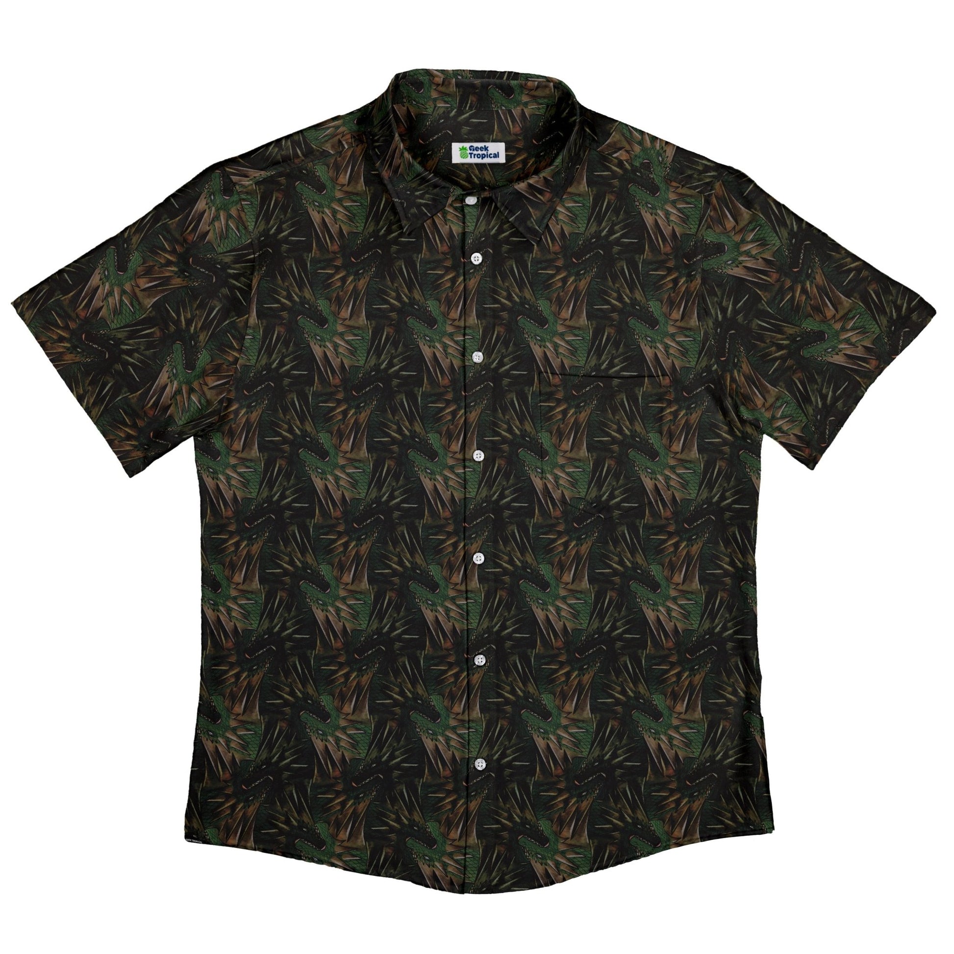 Dragon Weaving Inferno Forest Button Up Shirt Geek Nerd adult sizing Designs by Nathan fantasy prints
