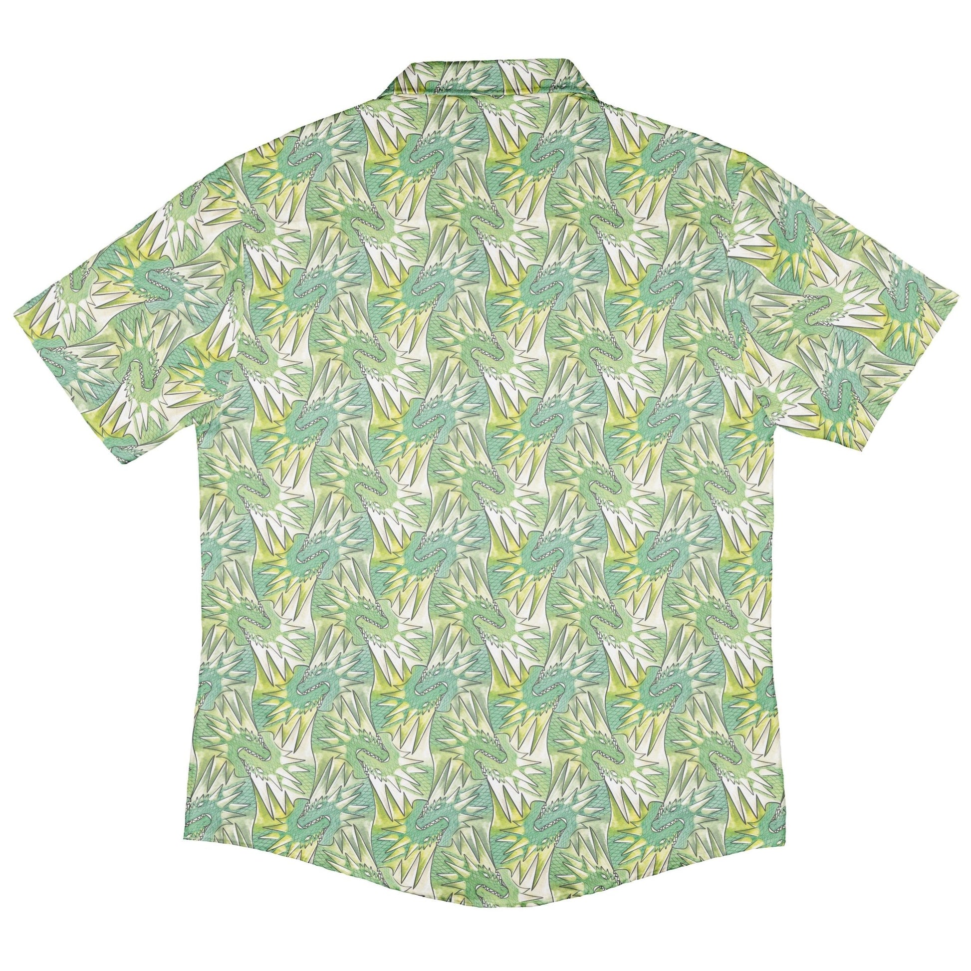 Dragon Weaving Inferno Lime Button Up Shirt Geek Nerd adult sizing Designs by Nathan fantasy prints