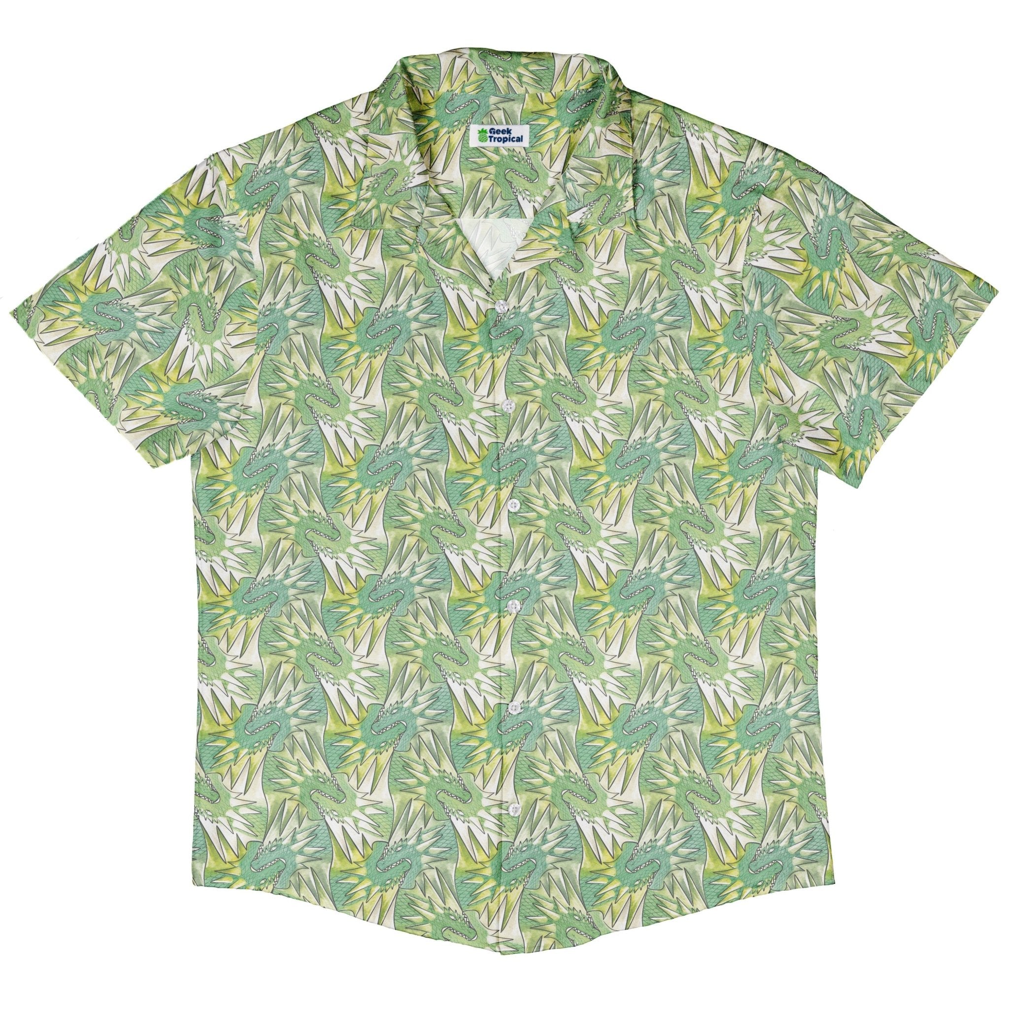 Dragon Weaving Inferno Lime Button Up Shirt Geek Nerd adult sizing Designs by Nathan fantasy prints