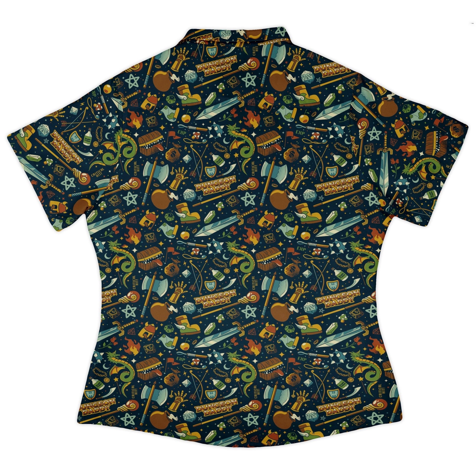 Dungeon Daddy Curvy Button Up Shirt Geek Nerd Design by Tobe Fonseca dnd & rpg print q225