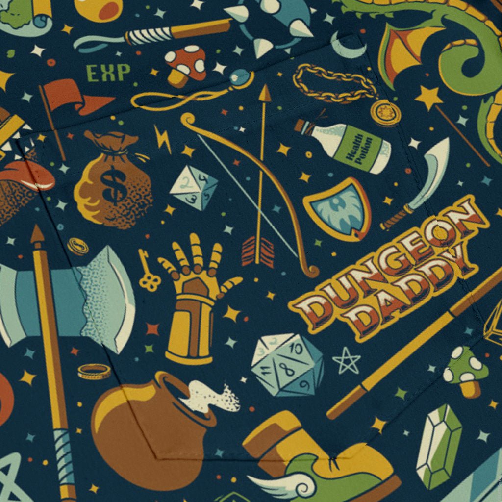 Dungeon Daddy Long Sleeve Button Up Shirt Geek Nerd adult sizing Design by Tobe Fonseca dnd & rpg print