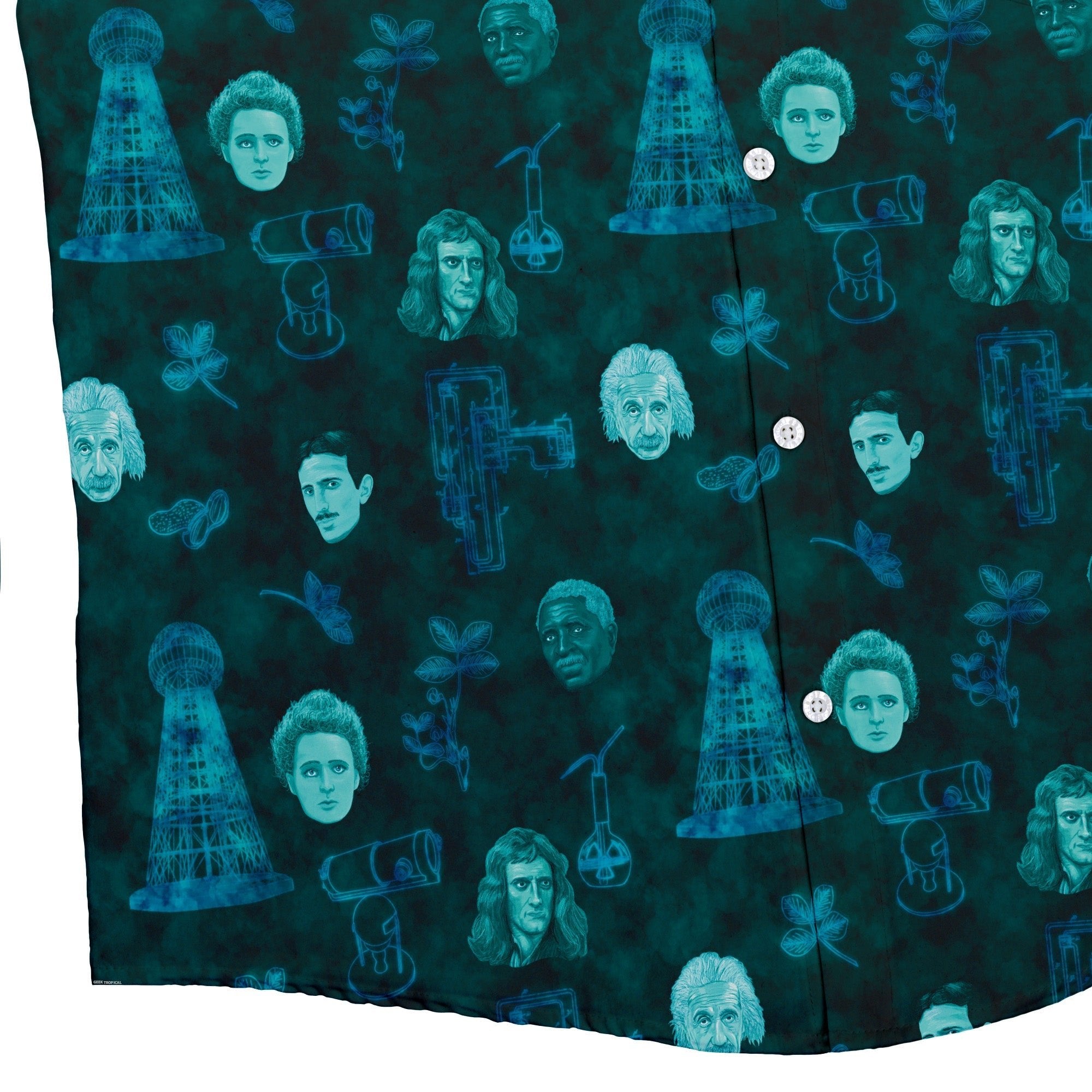 Eerie Science Legends Button Up Shirt - adult sizing - Designs by Nathan - science print