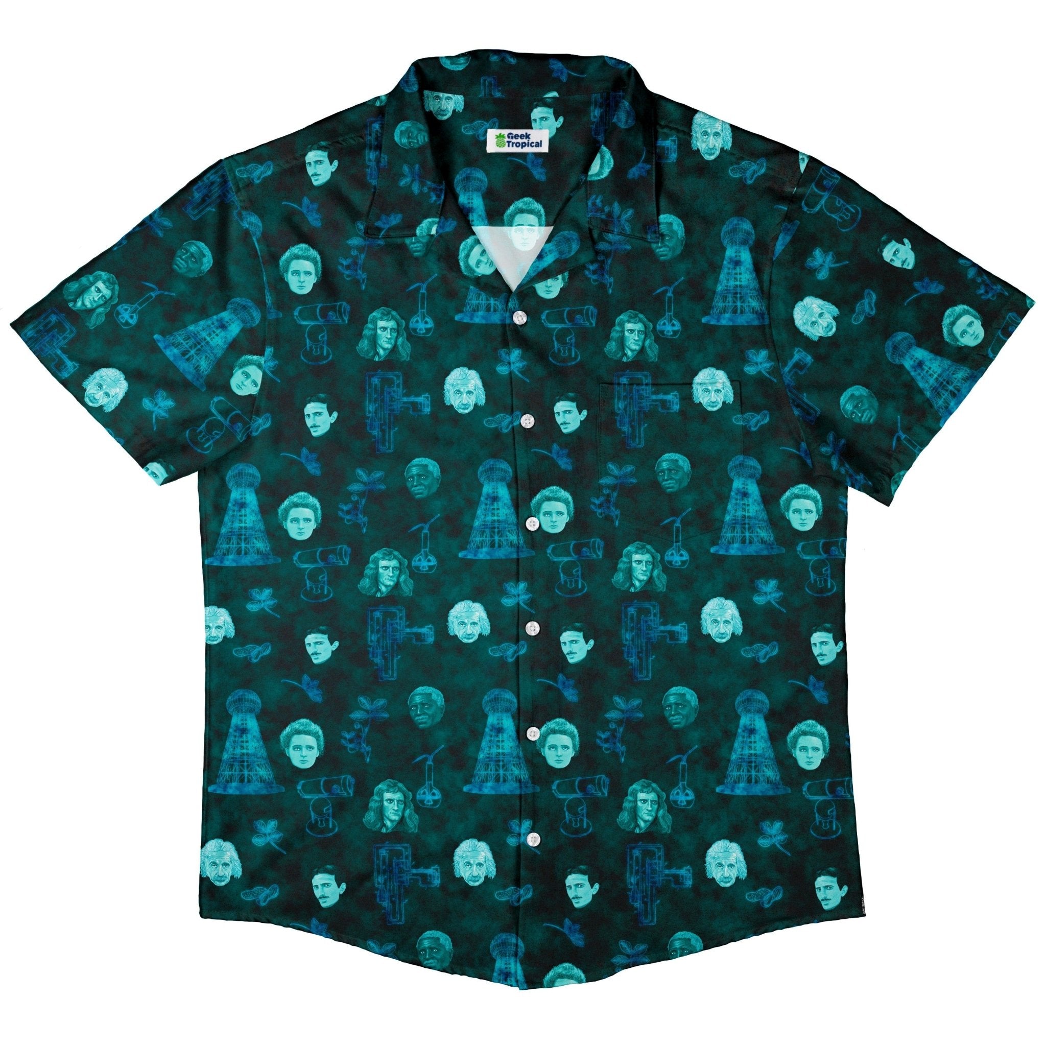 Eerie Science Legends Button Up Shirt - adult sizing - Designs by Nathan - science print