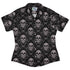 Episodic Skull Black White Curvy Button Up Shirt Geek Nerd Botany Print Design by Episodic Fantasy Prints