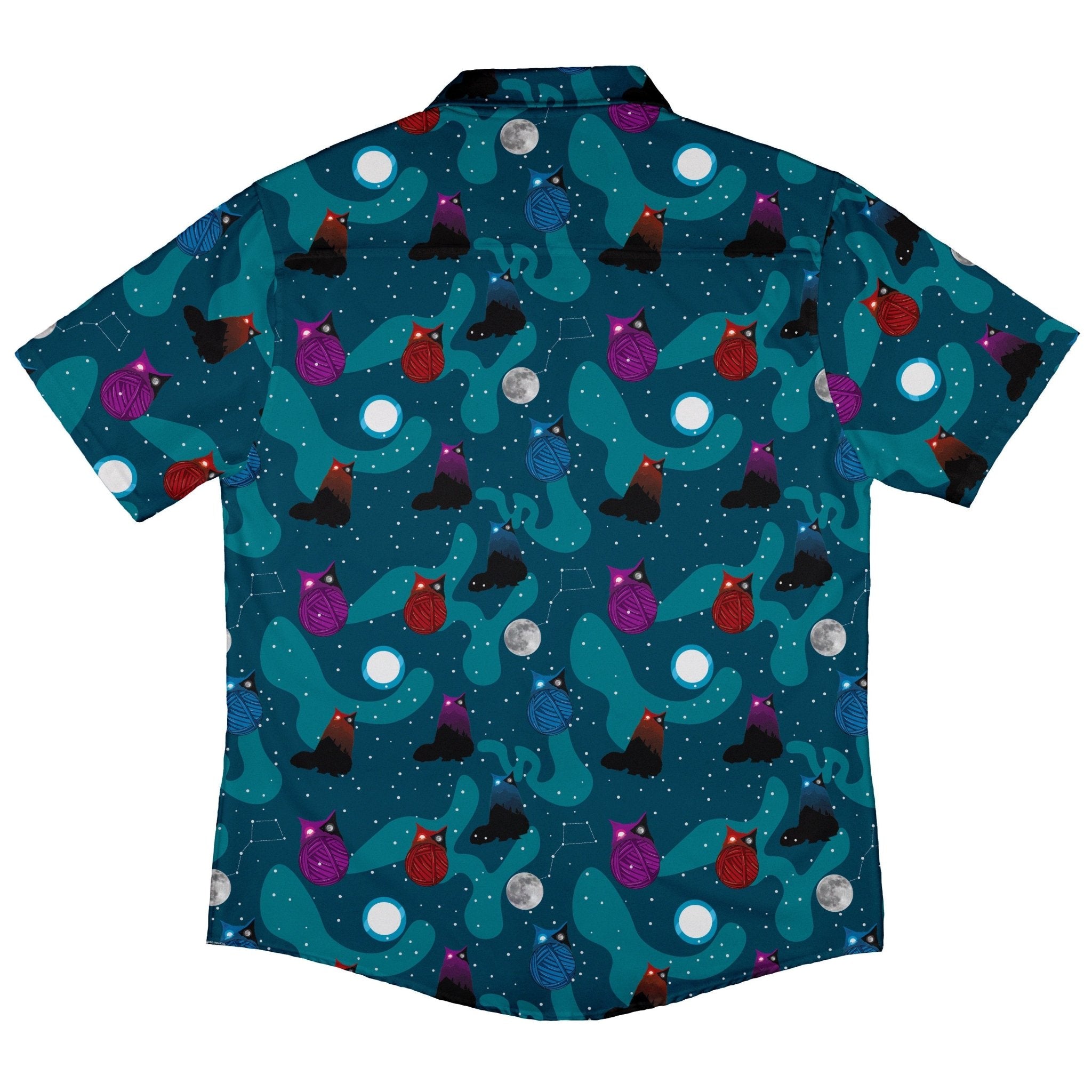 Exploding Kittens Day and Night Sky Cats Button Up Shirt - adult sizing - Animal Patterns - board game print