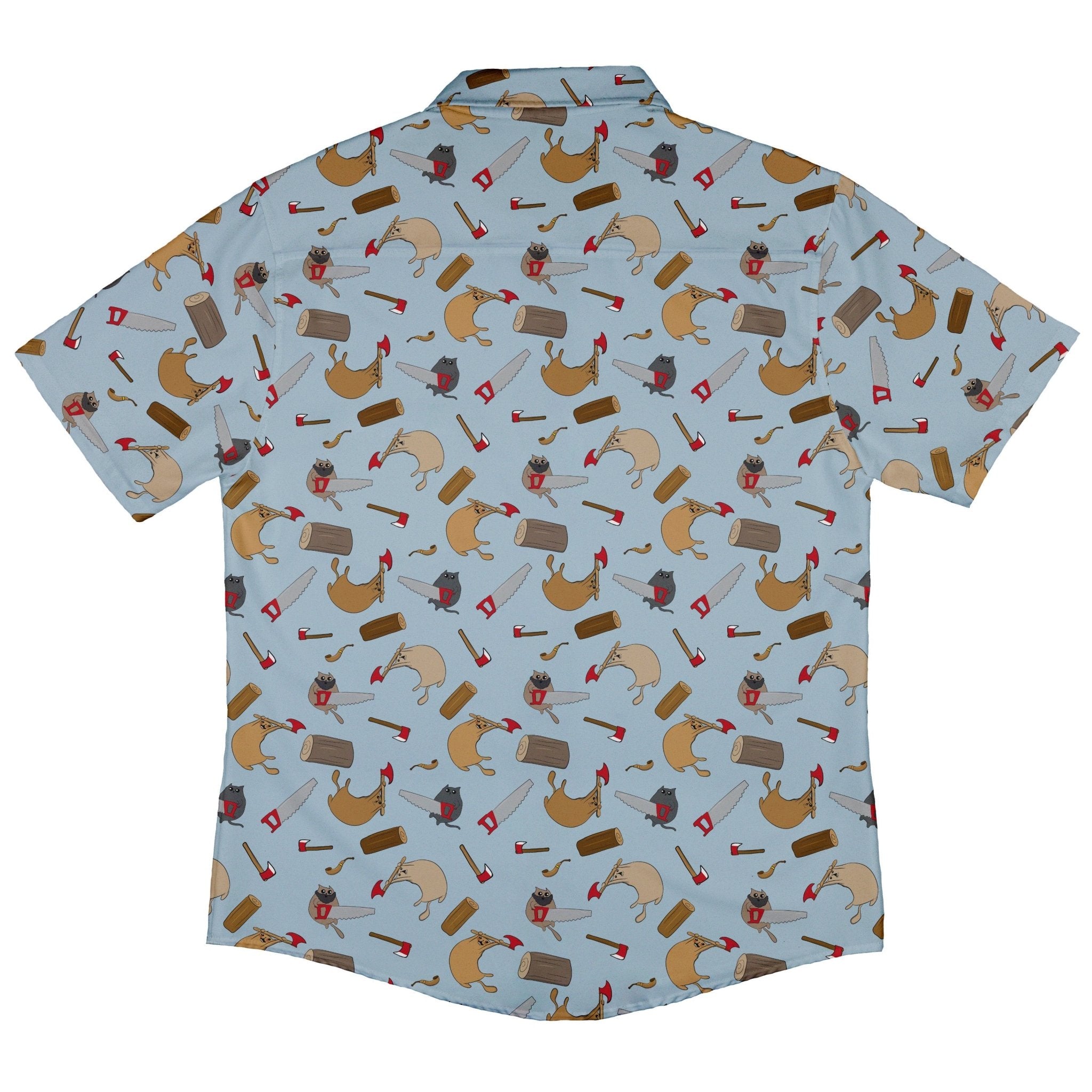 Exploding Kittens Lumber Cats Button Up Shirt - adult sizing - Animal Patterns - board game print