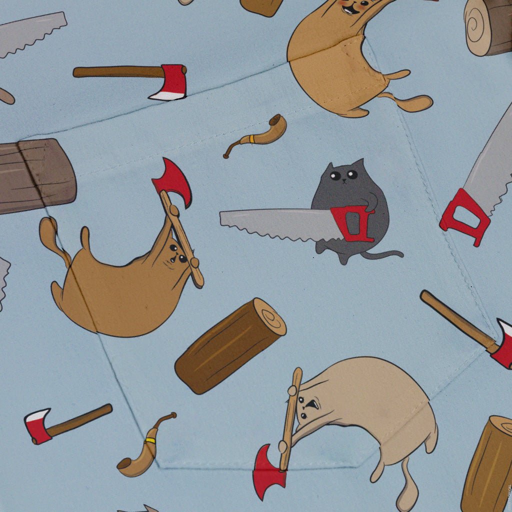 Exploding Kittens Lumber Cats Button Up Shirt - adult sizing - Animal Patterns - board game print