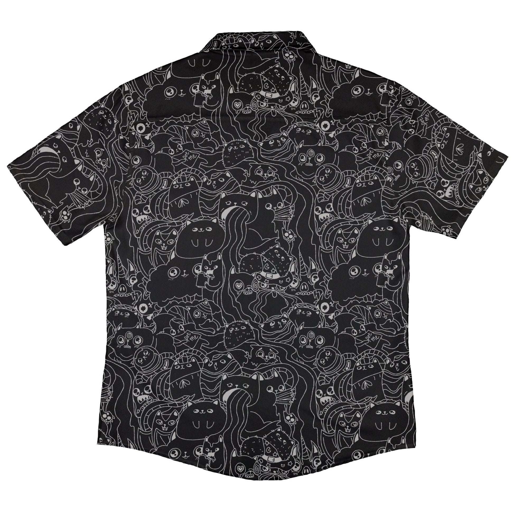 Exploding Kittens Mashup Black Button Up Shirt - adult sizing - Animal Patterns - board game print