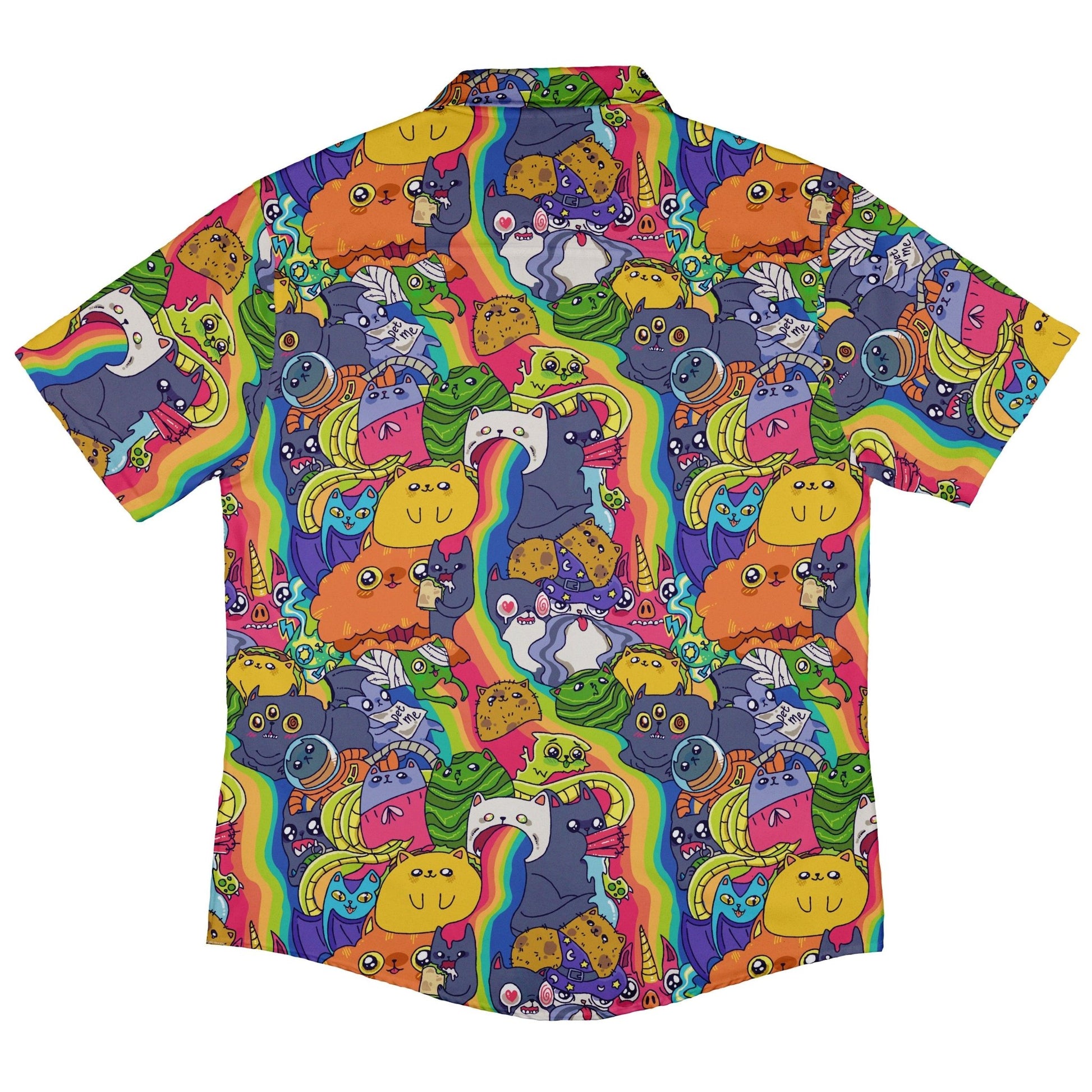 Exploding Kittens Rainbow Explosion Button Up Shirt - adult sizing - Animal Patterns - board game print
