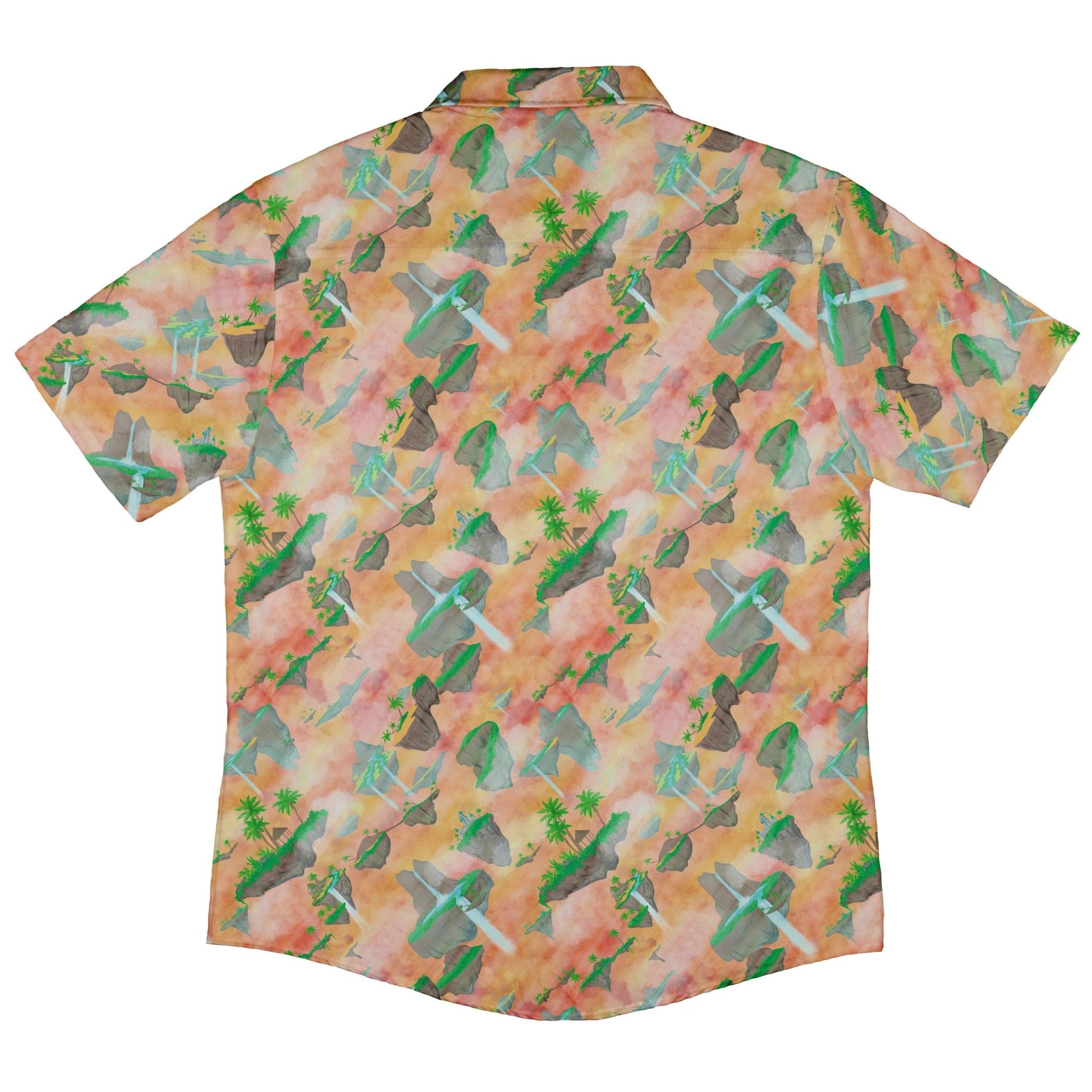 Fantasy Floating Isles Sunset Dnd Button Up Shirt - adult sizing - Designs by Nathan - Fantasy Prints