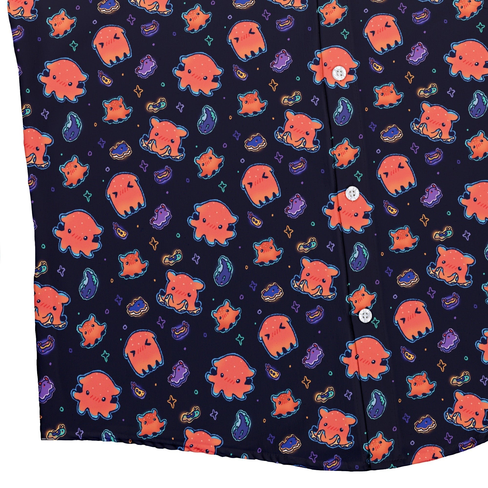 Flapjack Octopus Anime Button Up Shirt Geek Nerd adult sizing anime Design by Ardi Tong