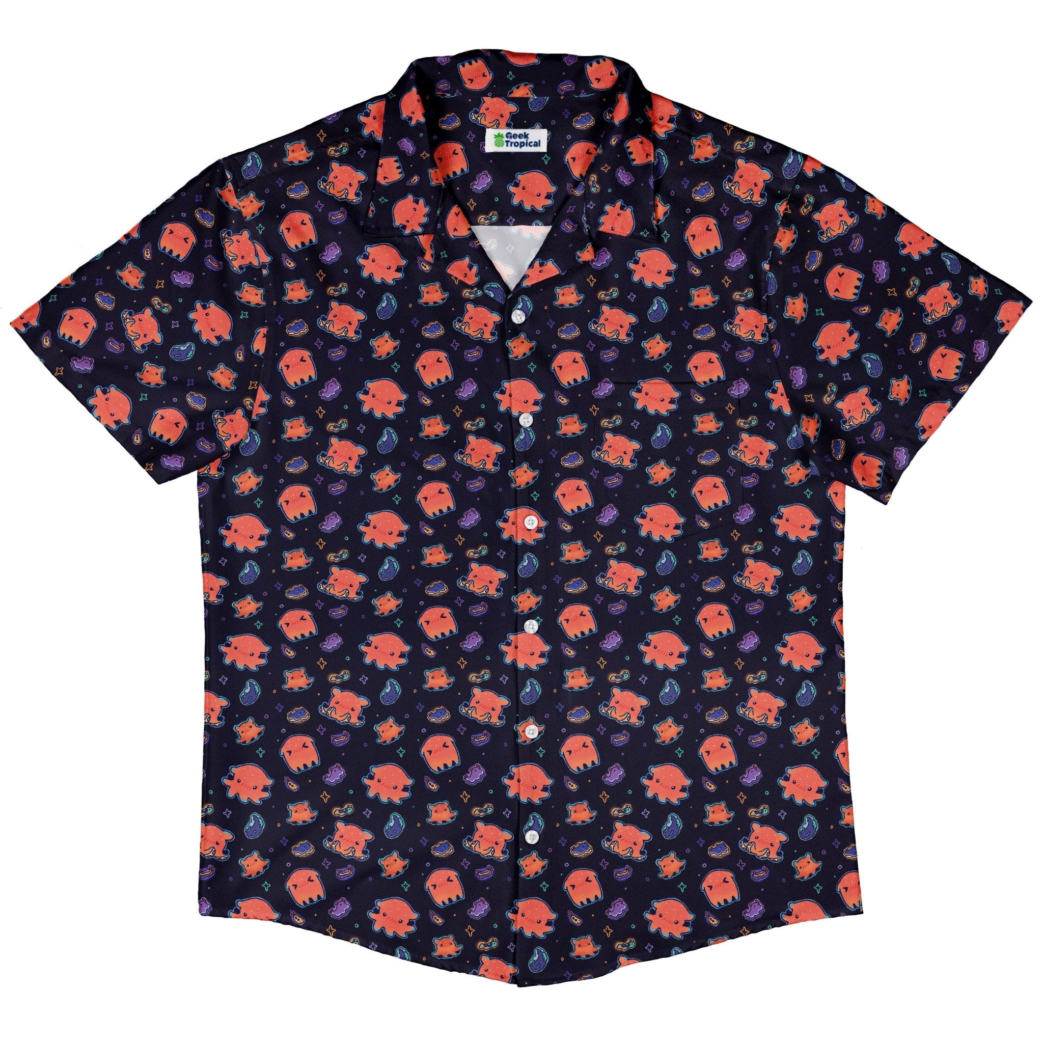 Flapjack Octopus Anime Button Up Shirt Geek Nerd adult sizing anime Design by Ardi Tong