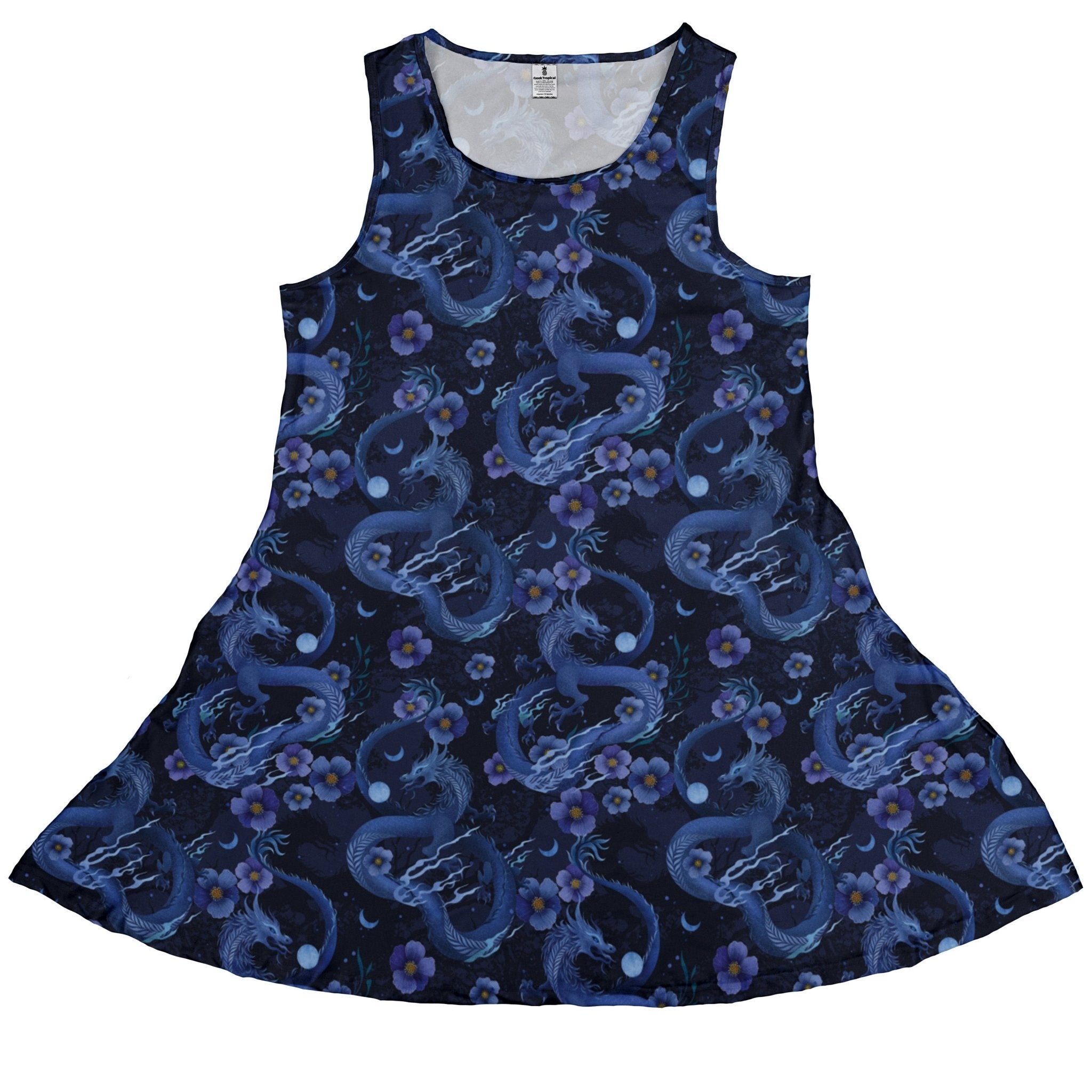 Floral Dragon Night Dress Geek Nerd Design by Episodic Fantasy Prints lx - C