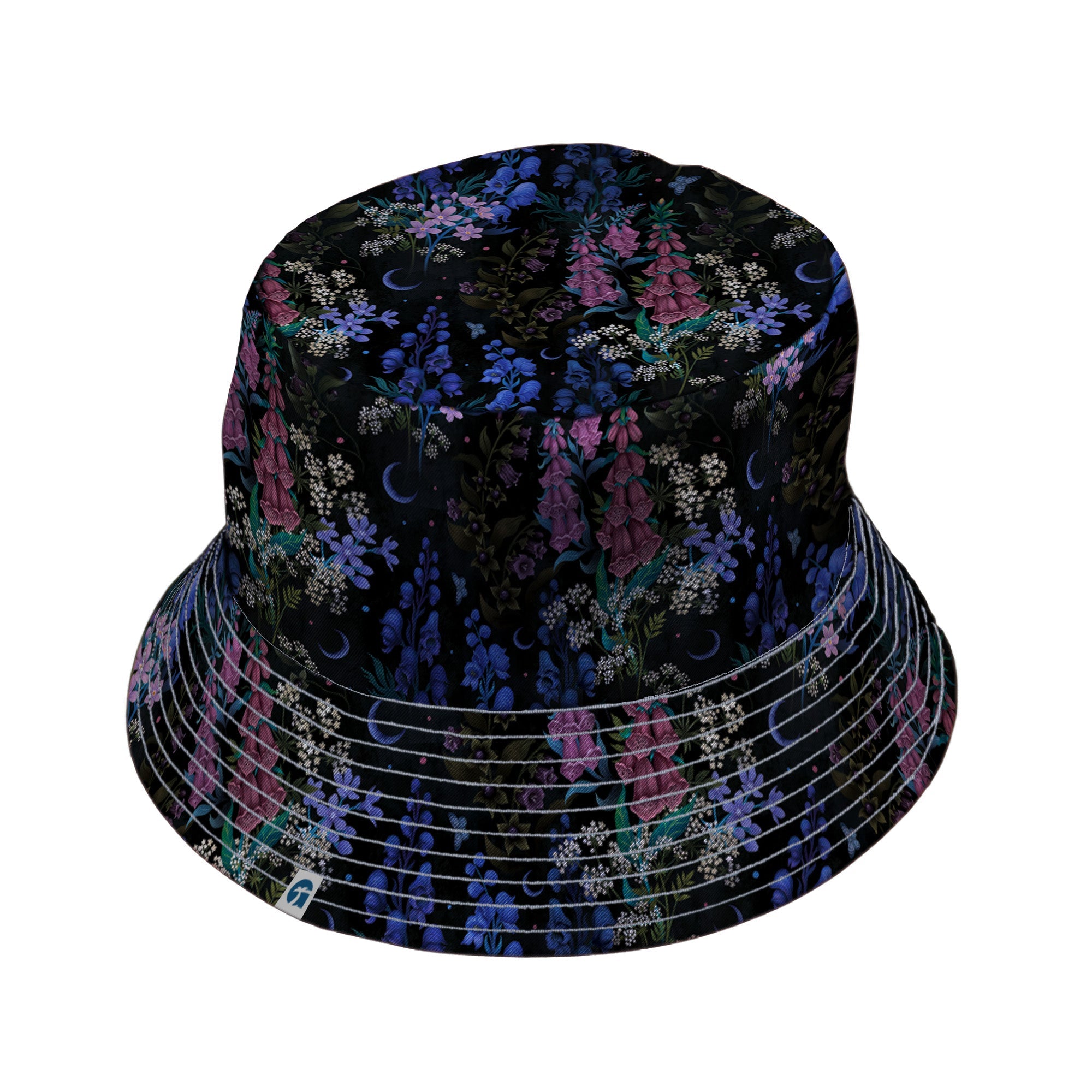 Floral Purple Night Bucket Hat Geek Nerd 0925 Botany Print Design by Episodic