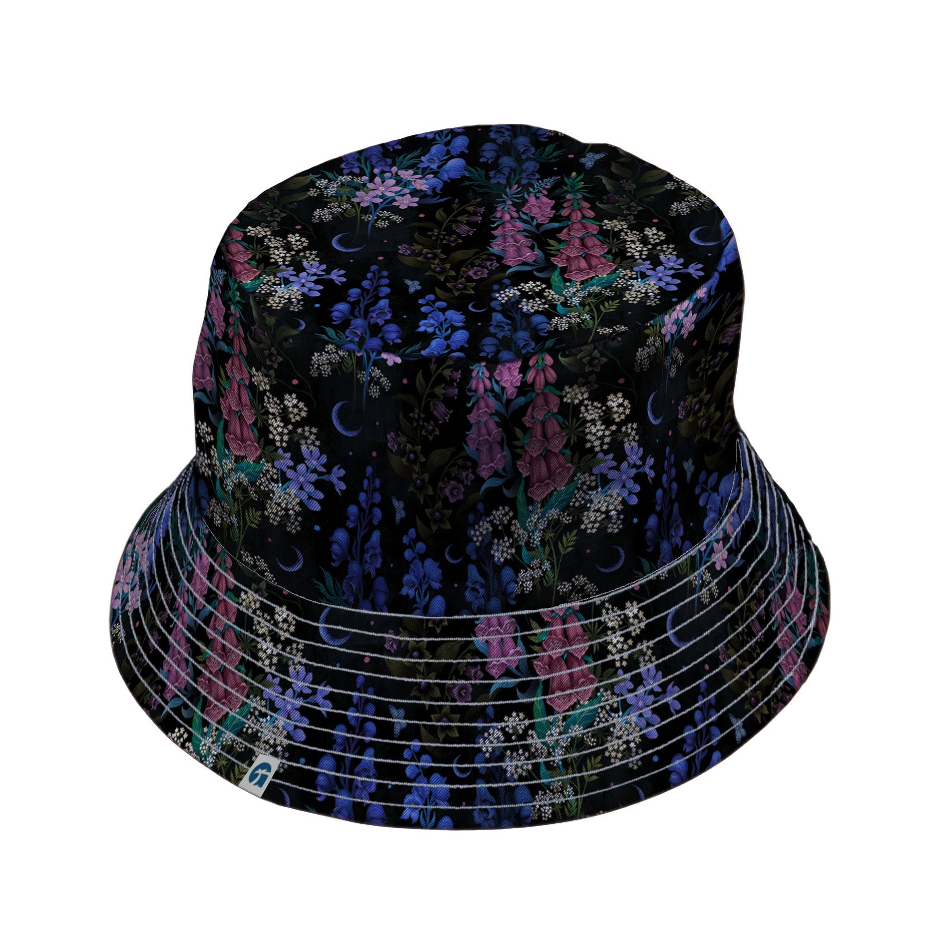 Floral Purple Night Bucket Hat Geek Nerd 0925 Botany Print Design by Episodic