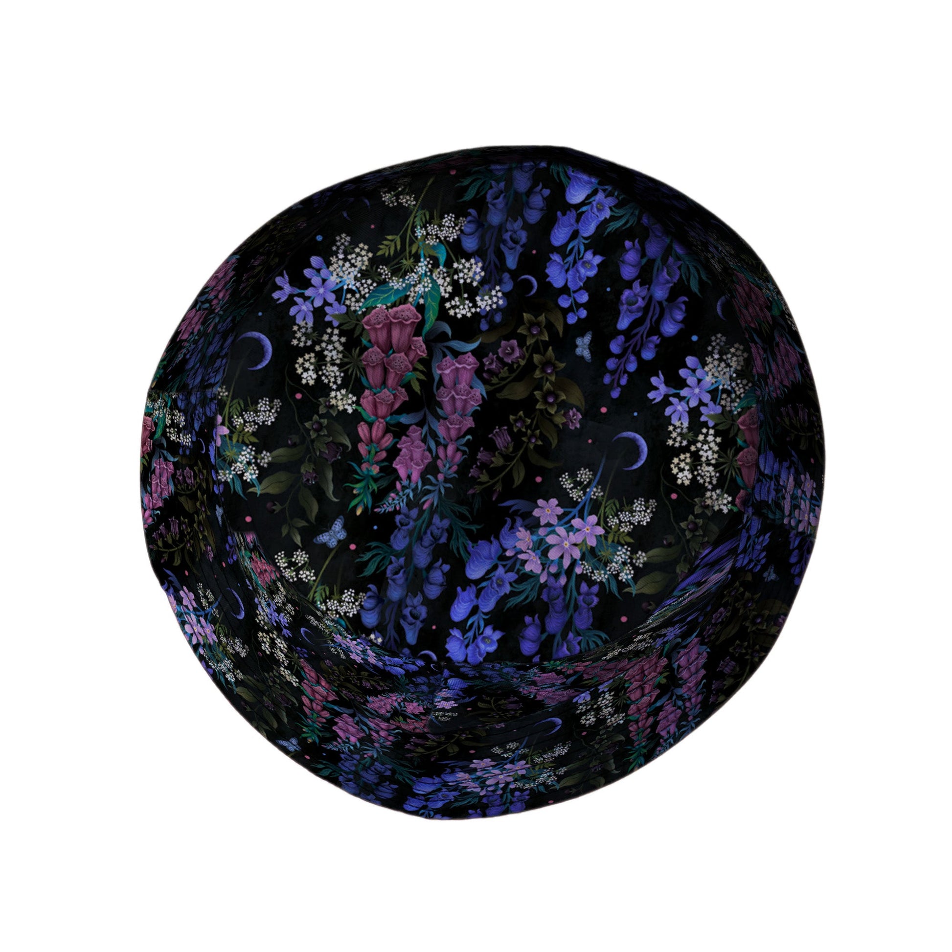 Floral Purple Night Bucket Hat Geek Nerd 0925 Botany Print Design by Episodic