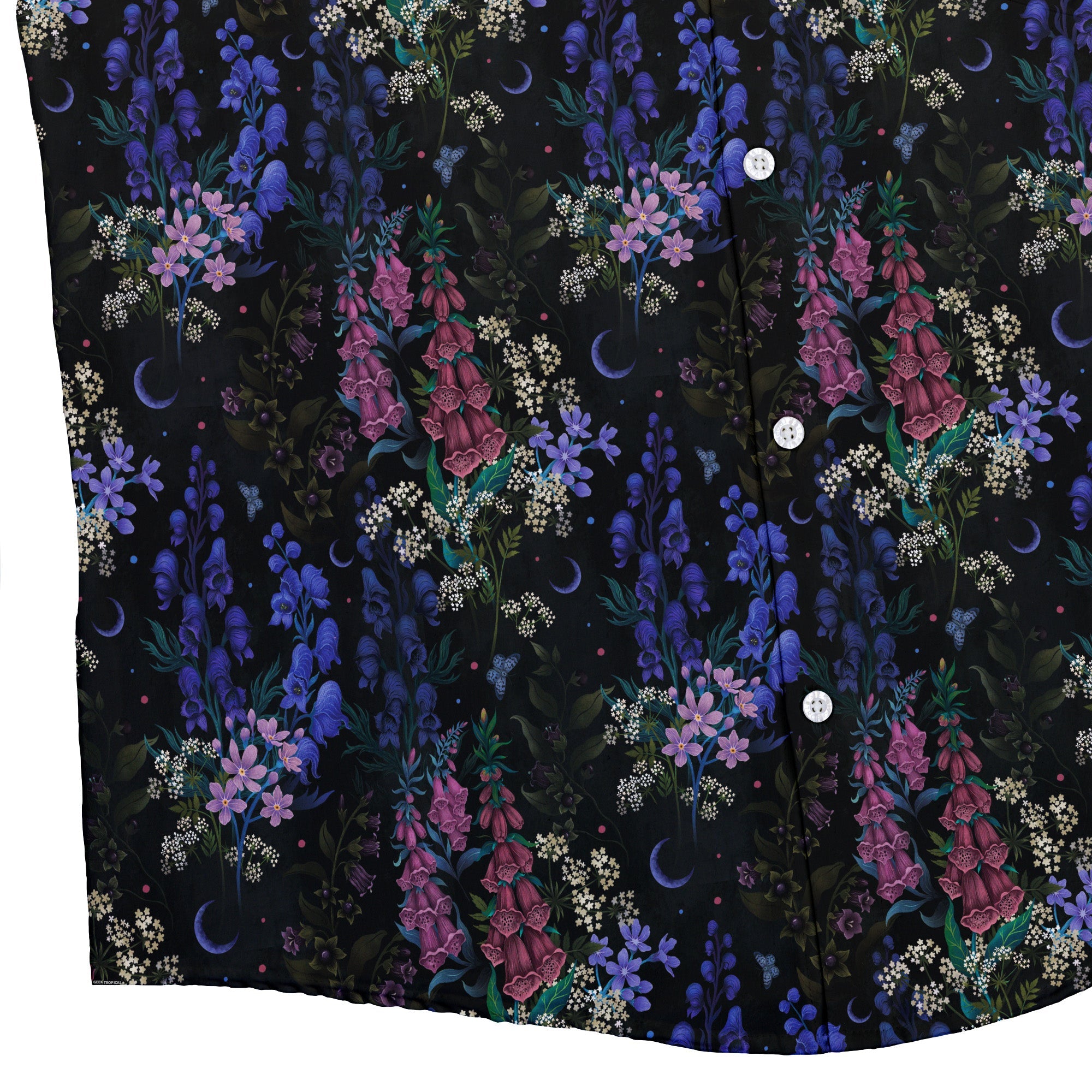 Floral Purple Night Button Up Shirt Geek Nerd 0925 adult sizing All Adult Button Up Shirts