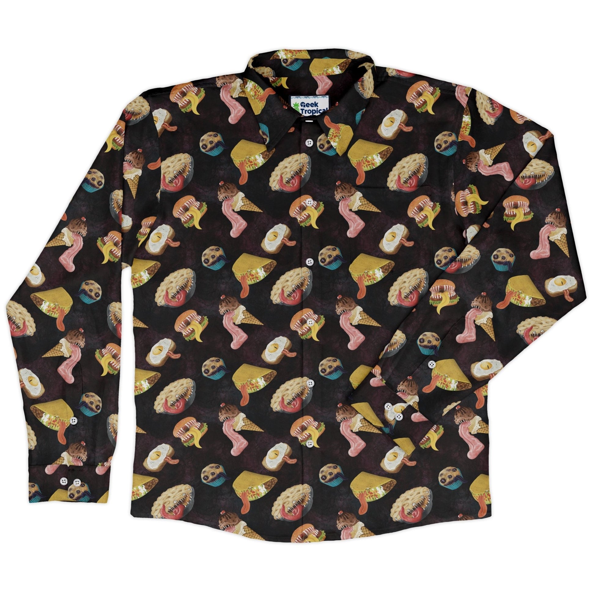 Food Mimics Dnd Long Sleeve Button Up Shirt Geek Nerd adult sizing Designs by Nathan dnd & rpg print