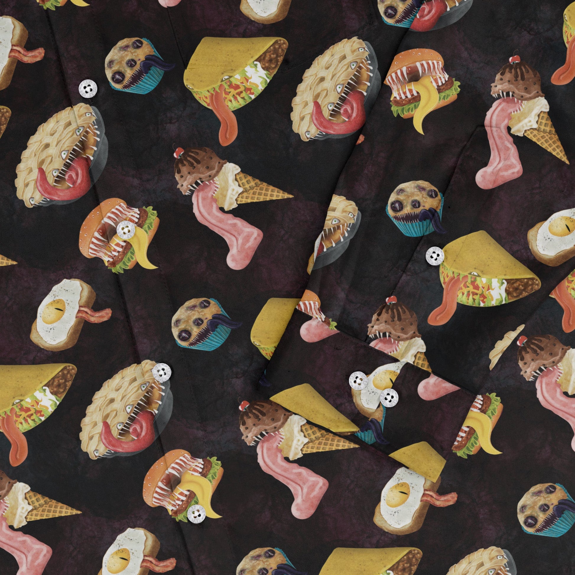 Food Mimics Dnd Long Sleeve Button Up Shirt Geek Nerd adult sizing Designs by Nathan dnd & rpg print