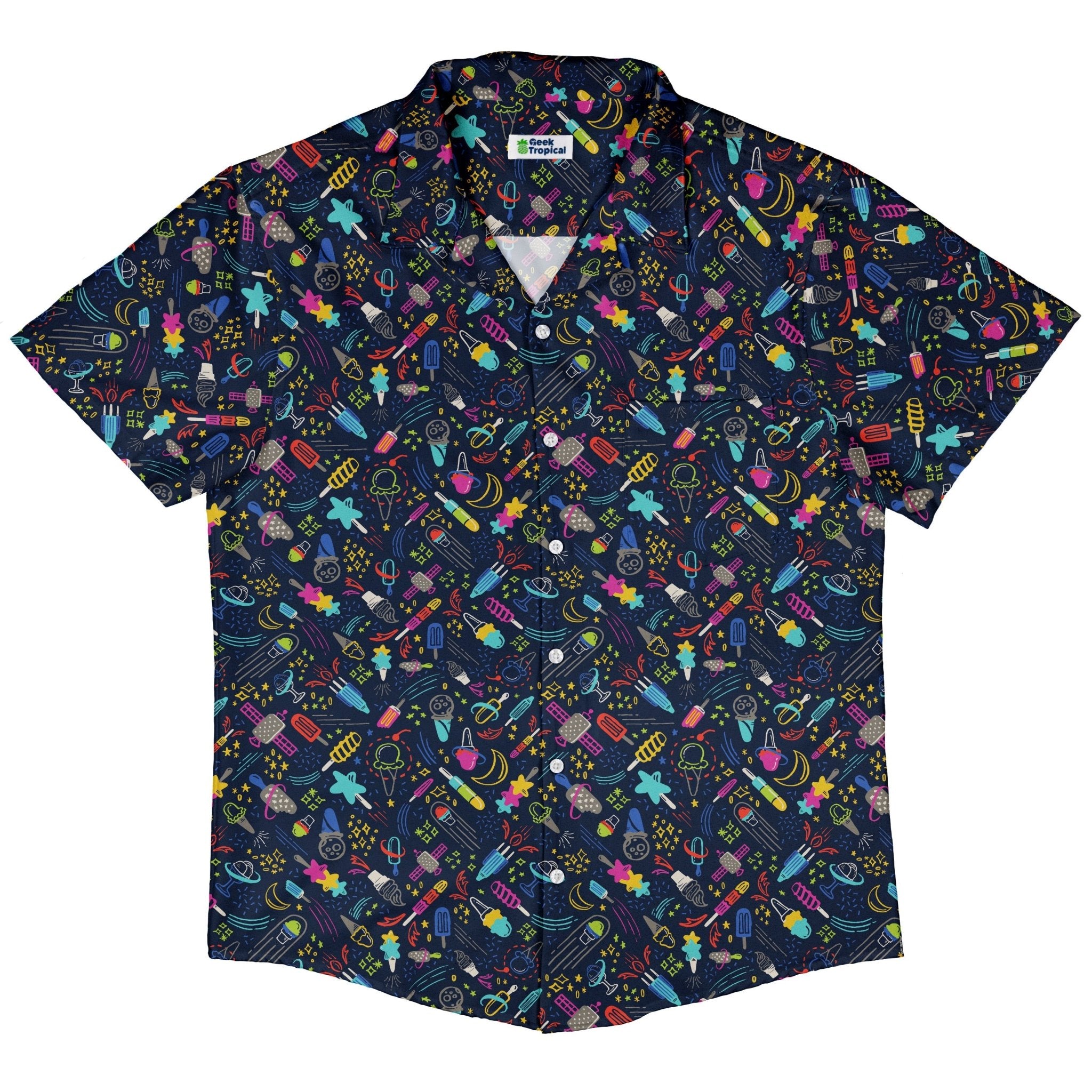 Galactic Ice Rocket Button Up Shirt Geek Nerd adult sizing Design by Zirkus Design q225