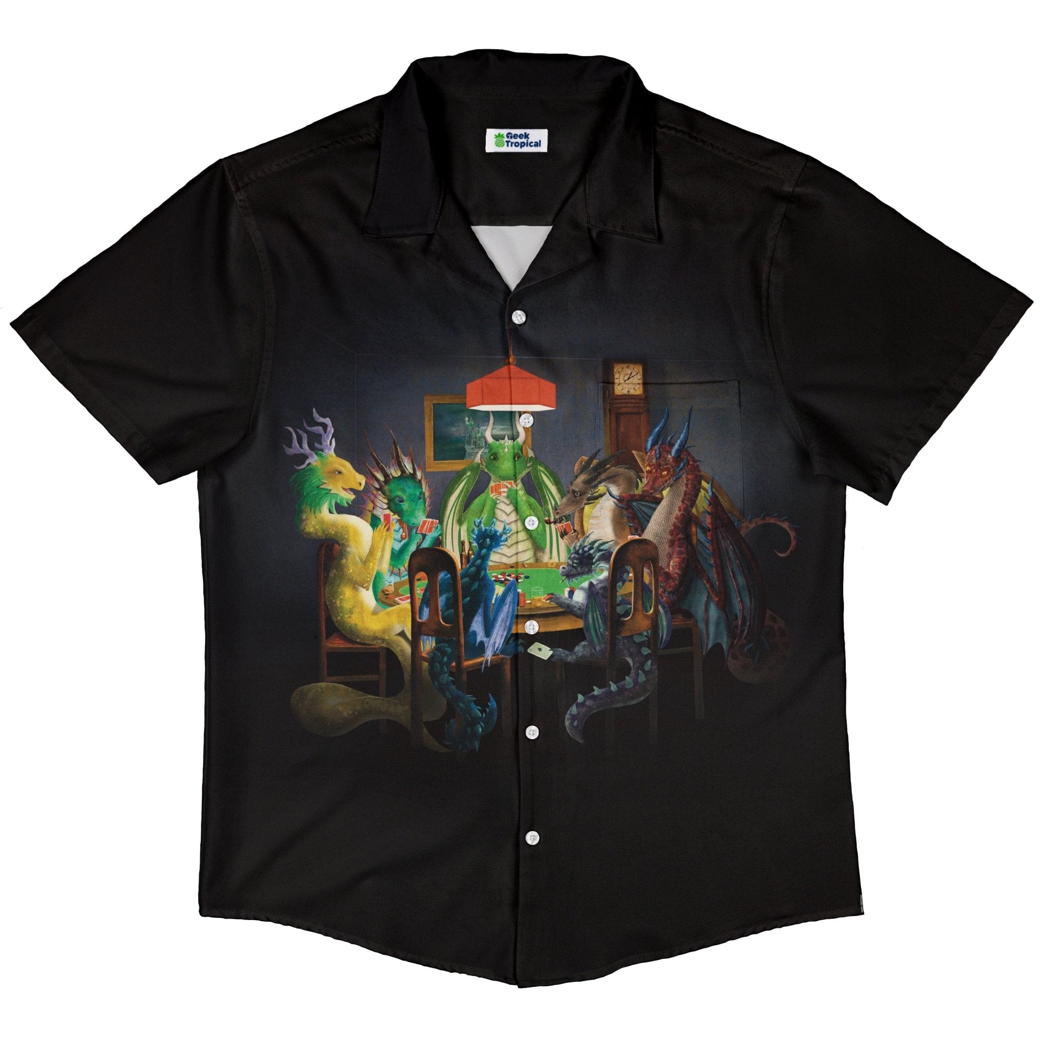 Gambling Dragons Button Up Shirt Geek Nerd 0925 adult sizing All Adult Button Up Shirts