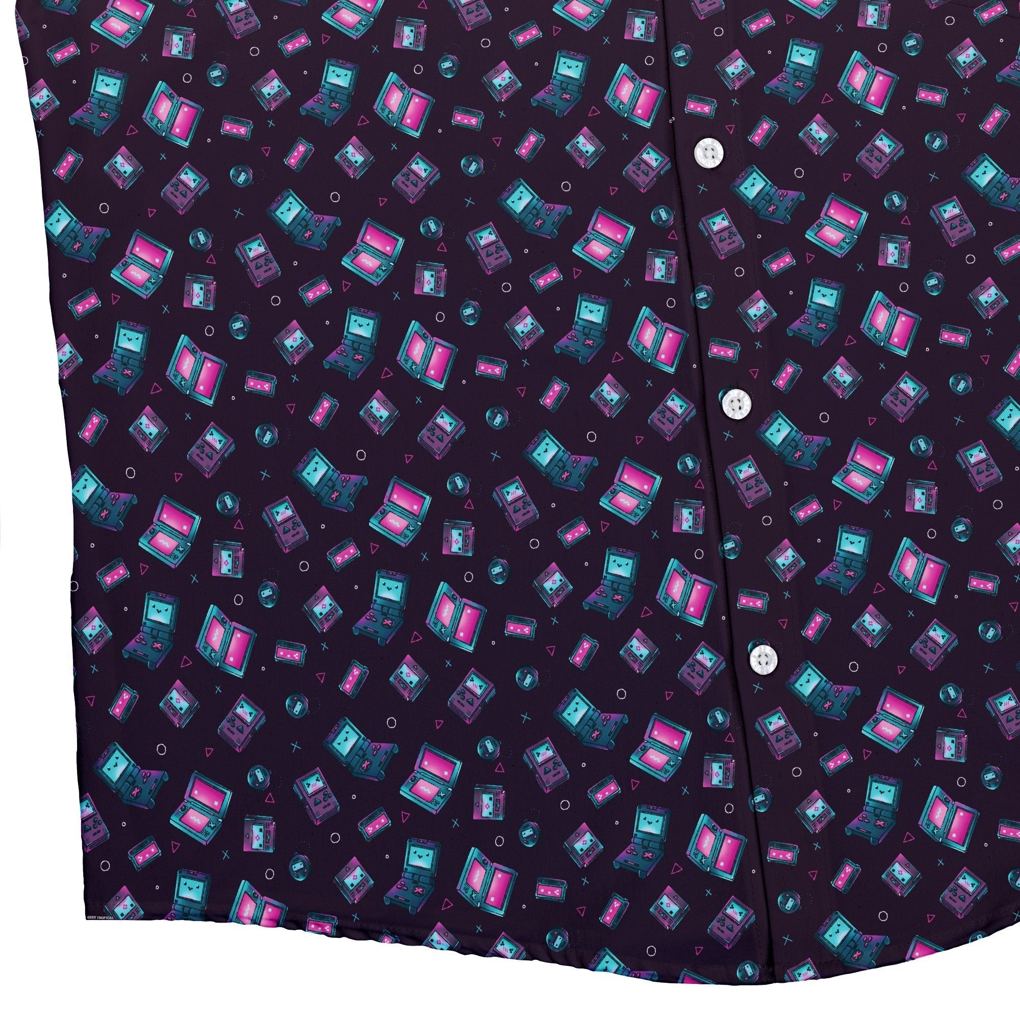 Gaming Consoles Anime Purple Button Up Shirt Geek Nerd adult sizing Design by Ardi Tong q225