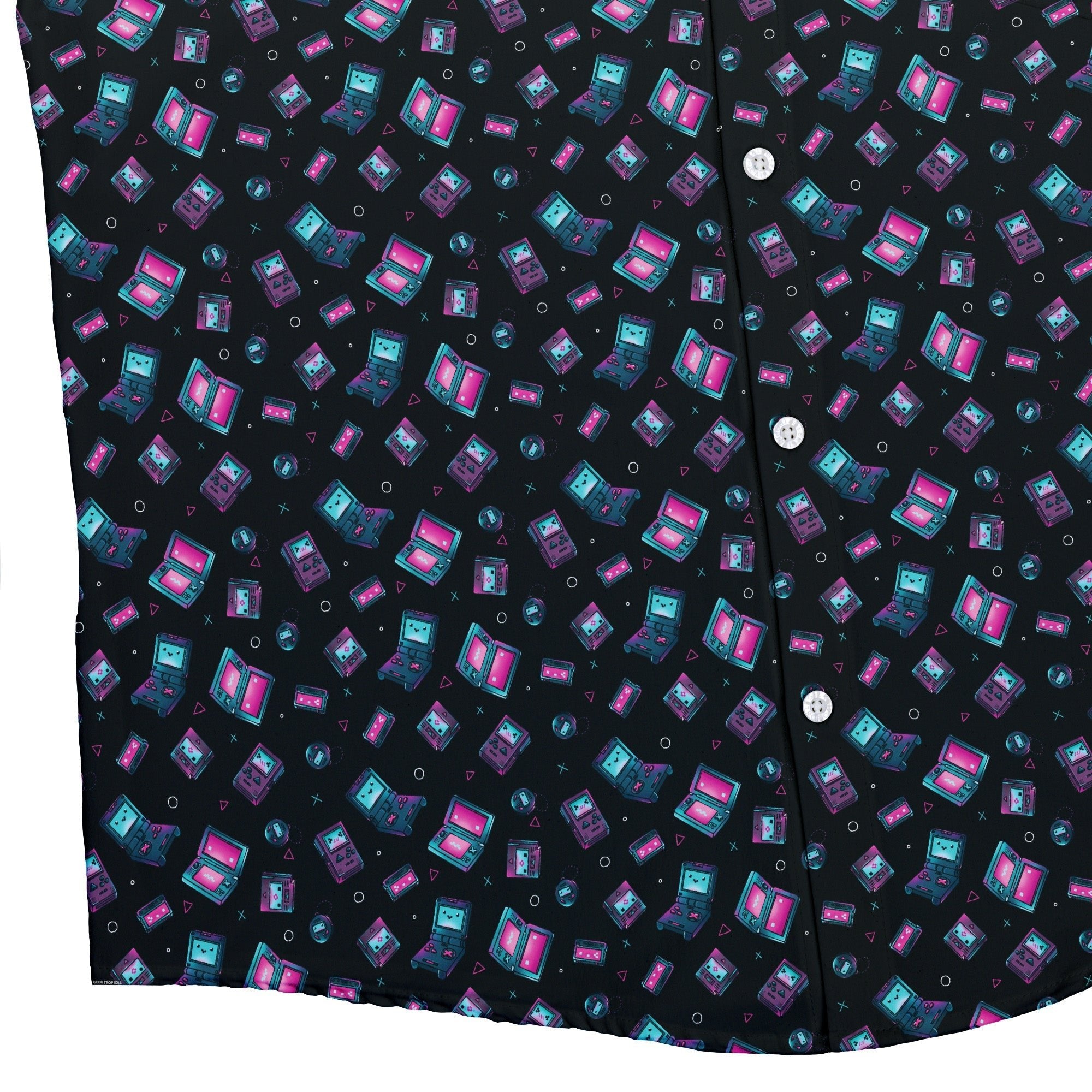 Gaming Consoles Anime Teal Button Up Shirt Geek Nerd adult sizing Design by Ardi Tong q225