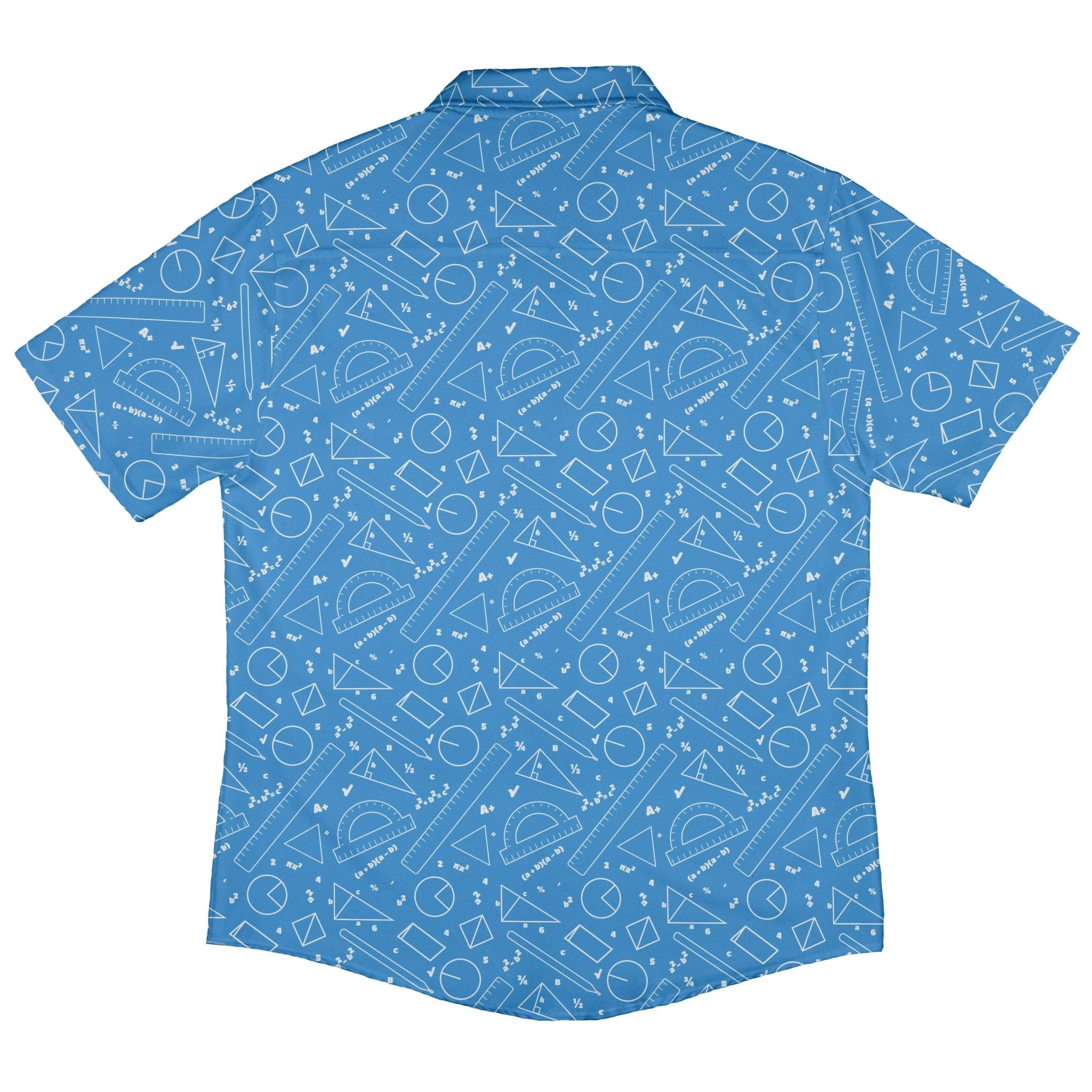 Geometry Blue Math Button Up Shirt - adult sizing - mathematics print -