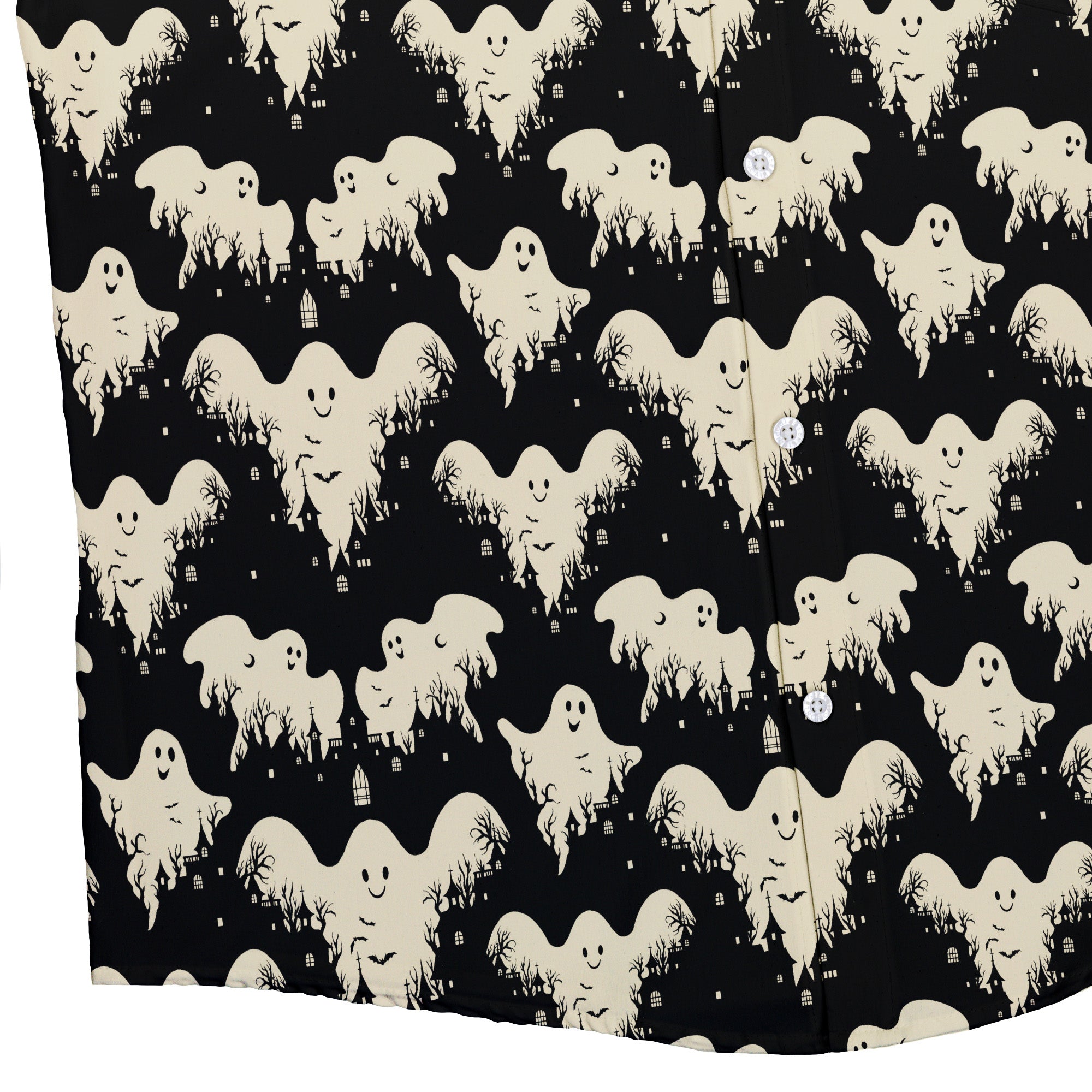 Ghost Castle Button Up Shirt Geek Nerd adult sizing halloween q4
