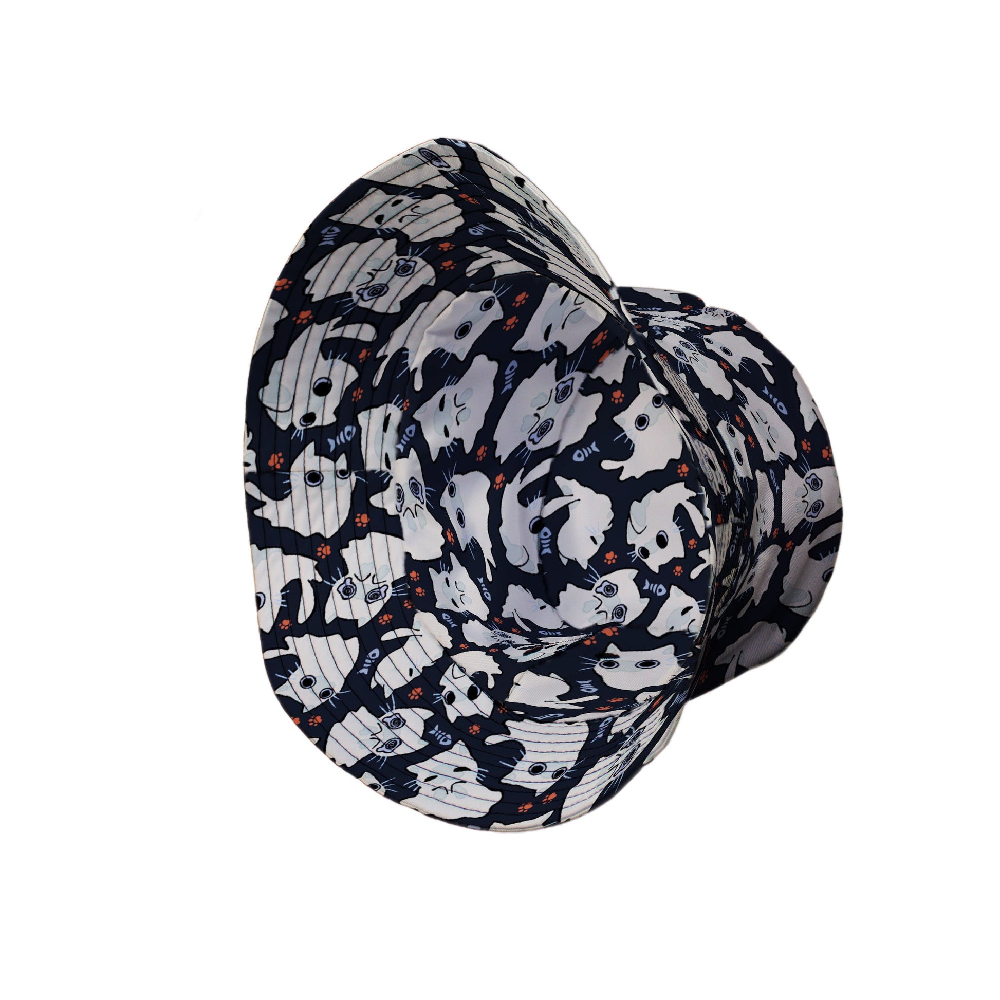 Ghost Cats Bucket Hat Geek Nerd 0925 Animal Patterns Design by Ardi Tong