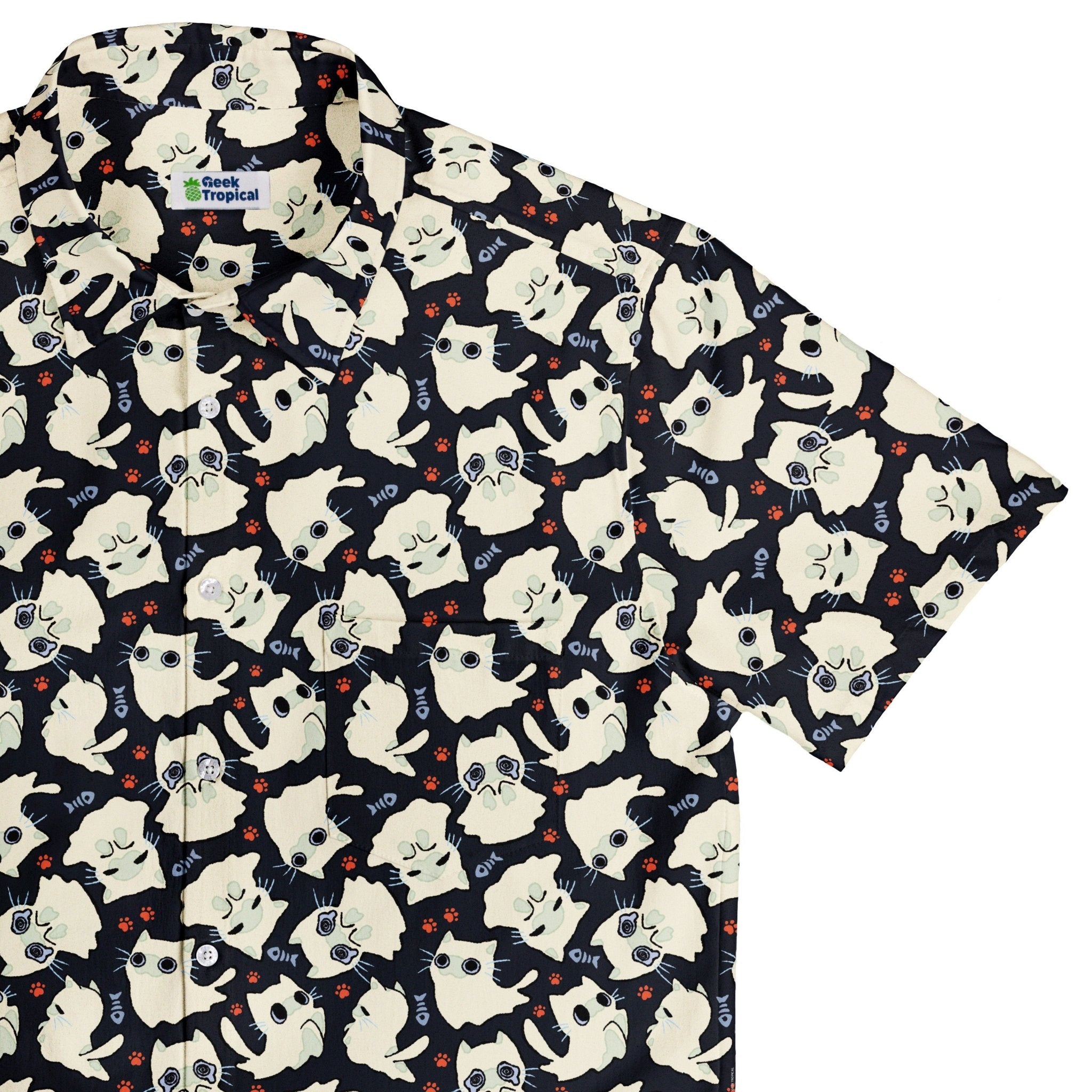 Ghost Cats Button Up Shirt Geek Nerd 0925 adult sizing All Adult Button Up Shirts
