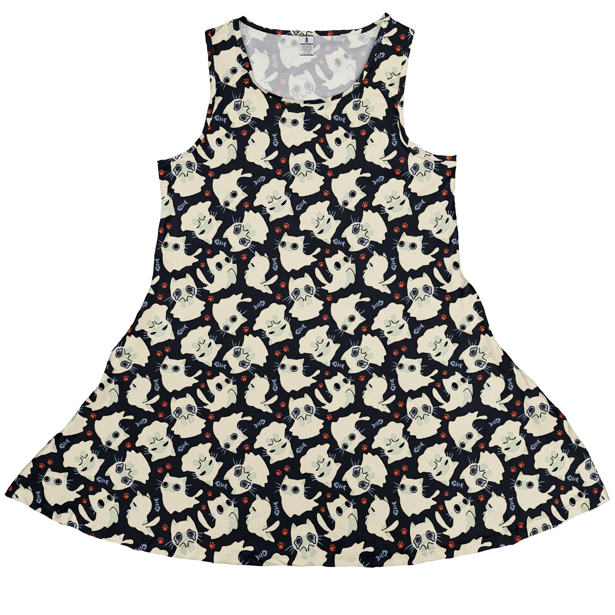 Ghost Cats Dress Geek Nerd 0925 Animal Patterns Design by Ardi Tong