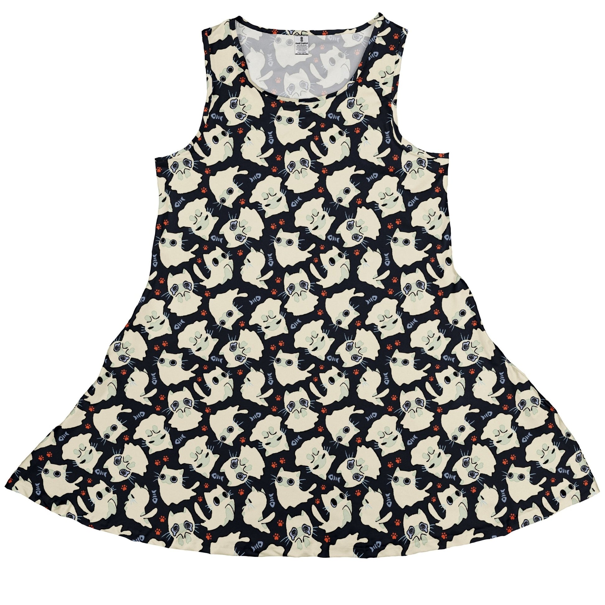 Ghost Cats Dress Geek Nerd 0925 Animal Patterns Design by Ardi Tong