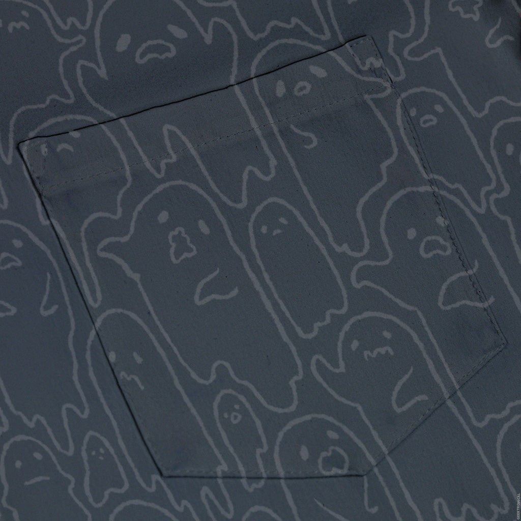 Ghost Wall Charcoal Blue Button Up Shirt Geek Nerd 0925 adult sizing All Adult Button Up Shirts