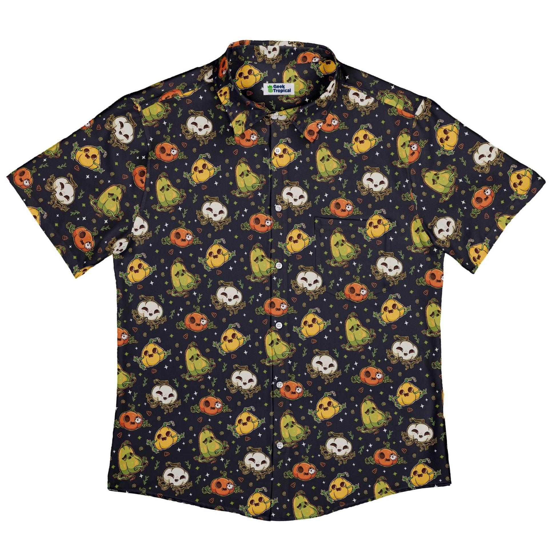 Glowing Halloween Pumpkins Anime Button Up Shirt Geek Nerd adult sizing halloween q4