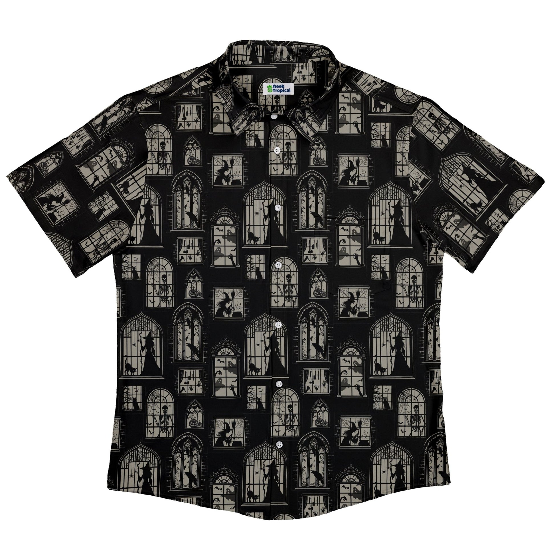 Gothic Windows Button Up Shirt Geek Nerd 0925 adult sizing All Adult Button Up Shirts