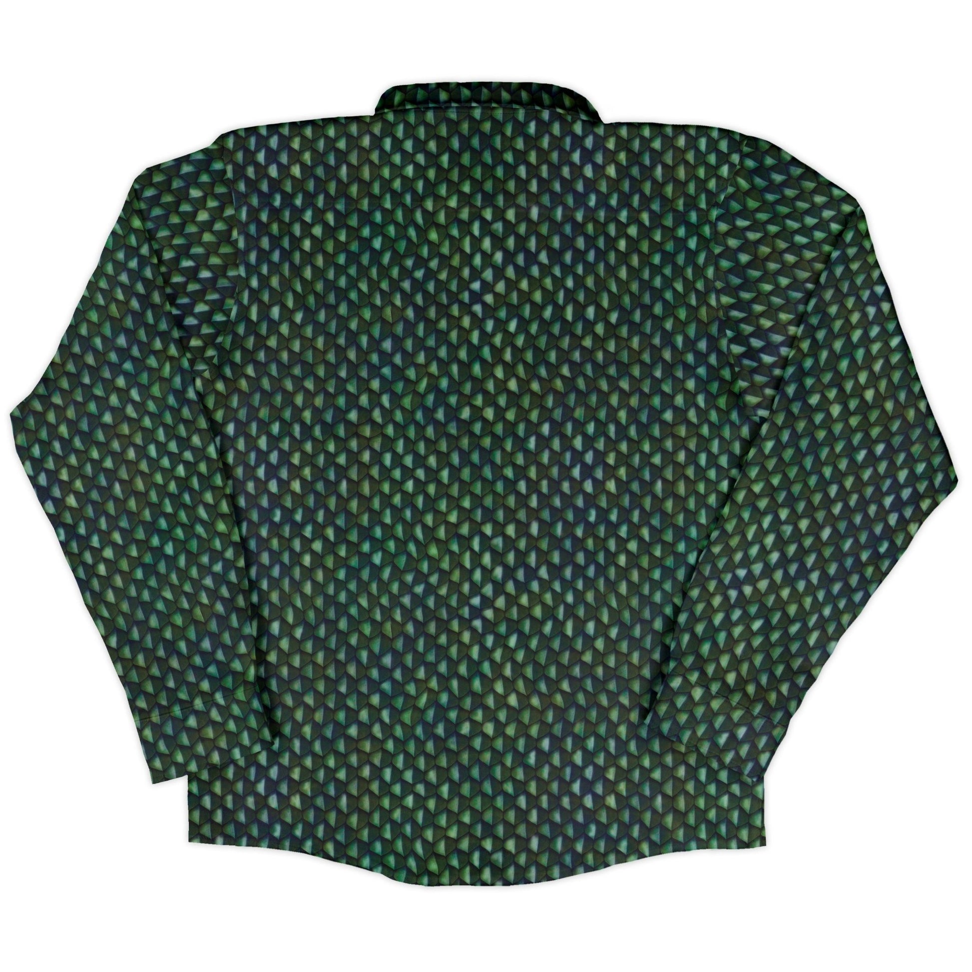 Green Dragon Scales Long Sleeve Button Up Shirt Geek Nerd adult sizing Designs by Nathan dnd & rpg print