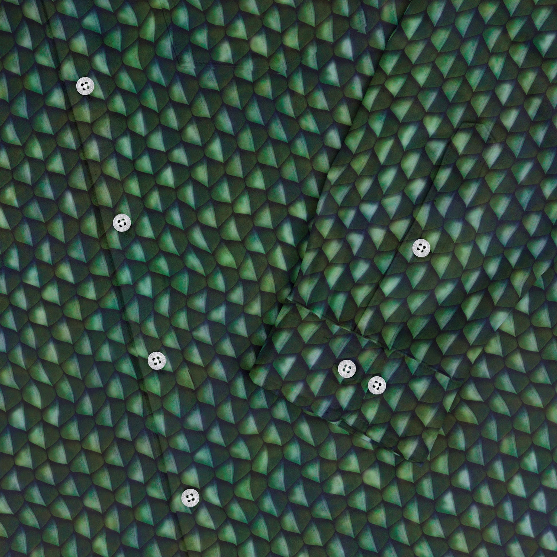 Green Dragon Scales Long Sleeve Button Up Shirt Geek Nerd adult sizing Designs by Nathan dnd & rpg print