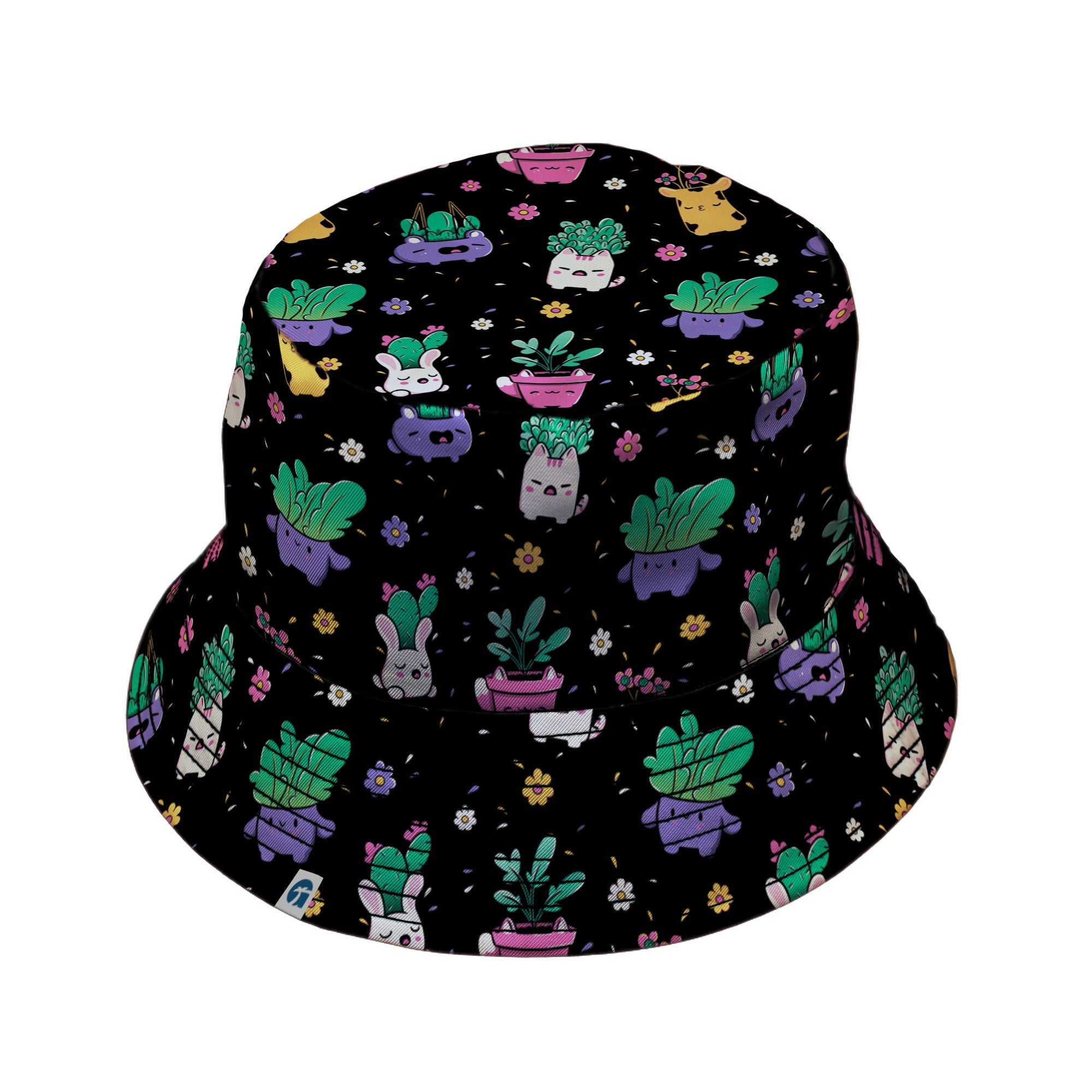 Happy Kawaii Plants Bucket Hat Geek Nerd 0925 Botany Print Design by Tobe Fonseca
