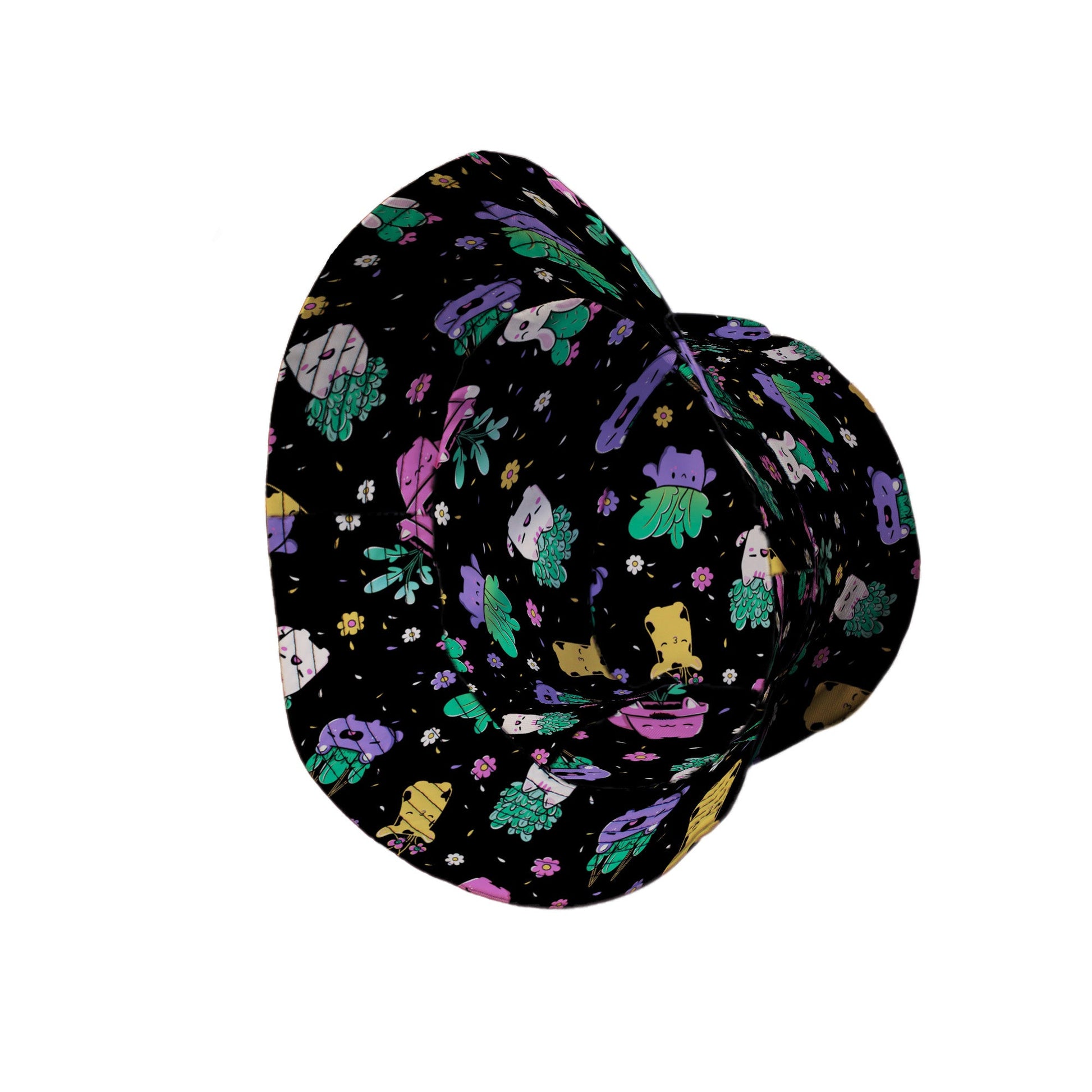 Happy Kawaii Plants Bucket Hat Geek Nerd 0925 Botany Print Design by Tobe Fonseca