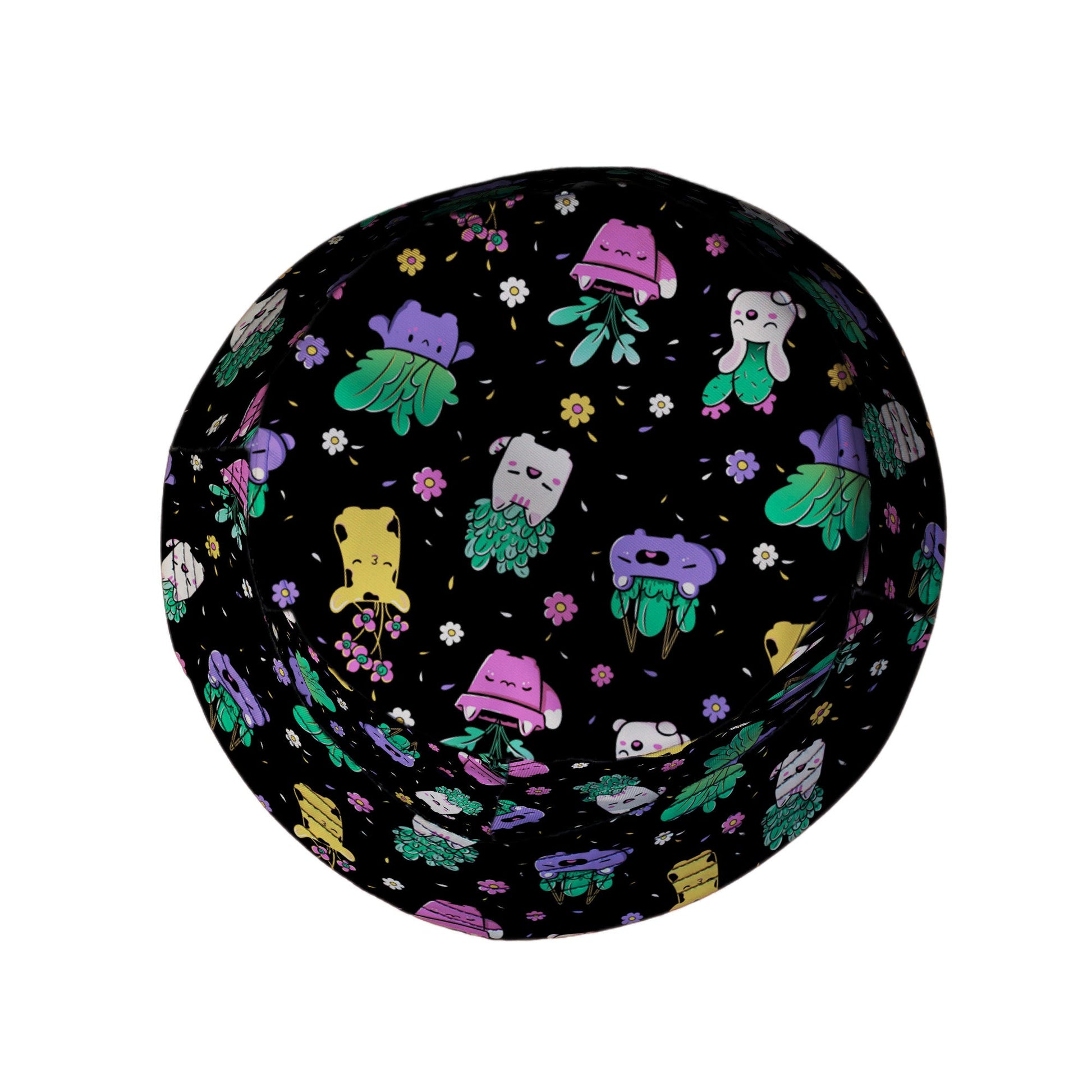 Happy Kawaii Plants Bucket Hat Geek Nerd 0925 Botany Print Design by Tobe Fonseca