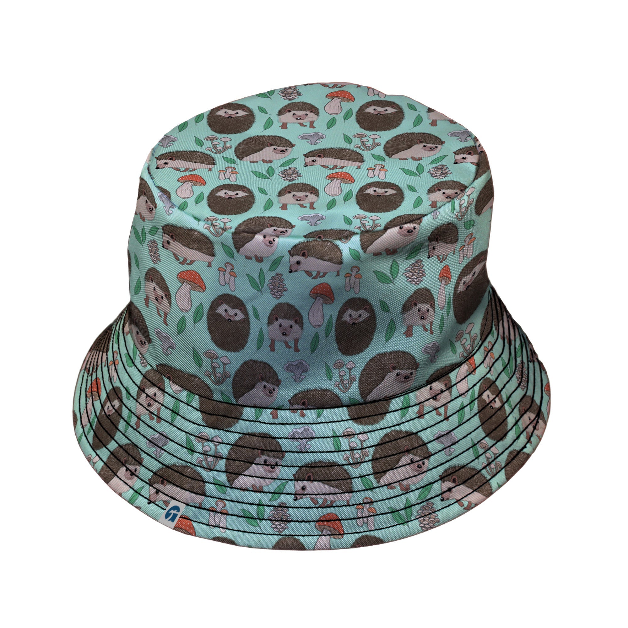 Hedge Hog Garden Adventures Bucket Hat Geek Nerd animal patterns botany print Design by Julie Kitzes
