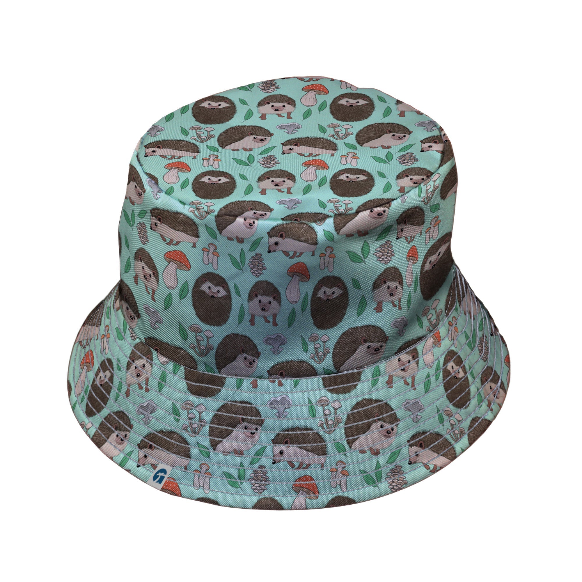 Hedge Hog Garden Adventures Bucket Hat Geek Nerd animal patterns botany print Design by Julie Kitzes