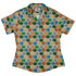 Hexagon Tile Board Game Curvy Button Up Shirt Geek Nerd board game print Designs by Nathan women