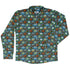 Hexagon Tile Game Symbols Long Sleeve Button Up Shirt Geek Nerd adult sizing board game print Designs by Nathan